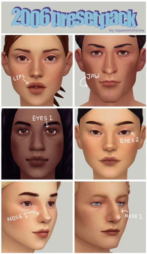 23+ Sims 4 Presets: Ears, Chin & Face Presets