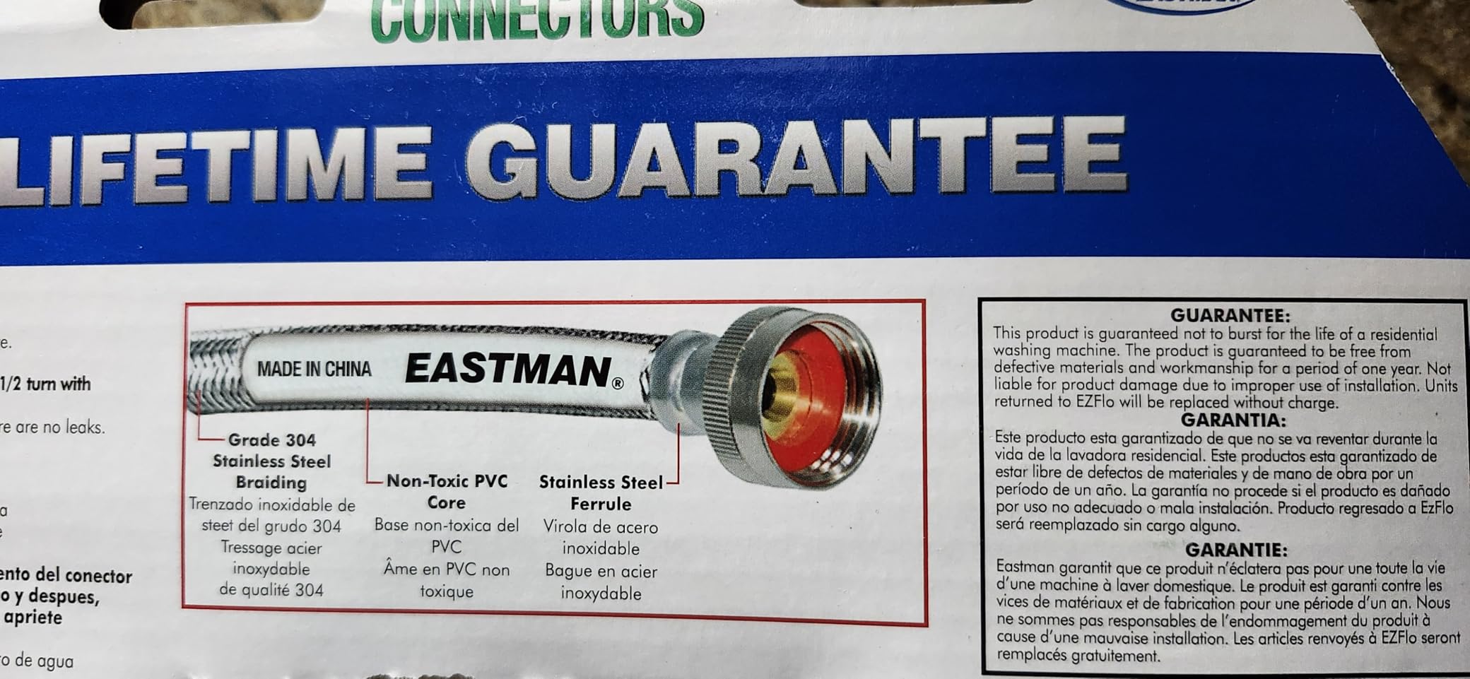 Eastman 6 ft Washing Machine Hose Connectors with Elbows, Pack of 2, 3/4 in FHT x 3/4 in FHT, Braided Stainless Steel, 41066 - Customer Photo 1