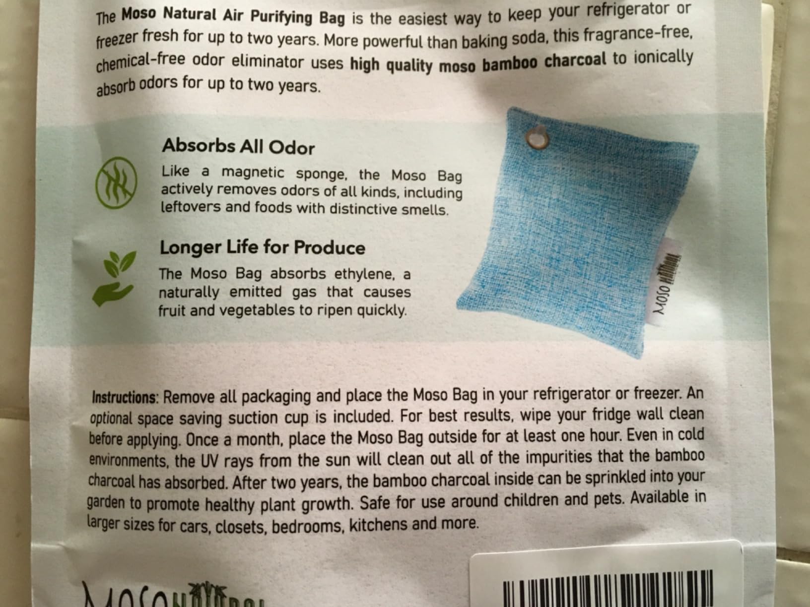 Moso Natural Refrigerator & Freezer Odor Eliminator. Two Year Life Span. More Powerful than Baking Soda. Fridge Odor Absorber, Fridge Deodorizer. - Customer Photo 1