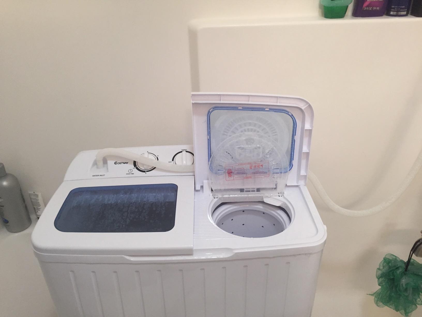 Giantex Portable Mini Compact Twin Tub Washing Machine 20lbs Washer Spain Spinner Portable Washing Machine, Blue+ White - Customer Photo 1