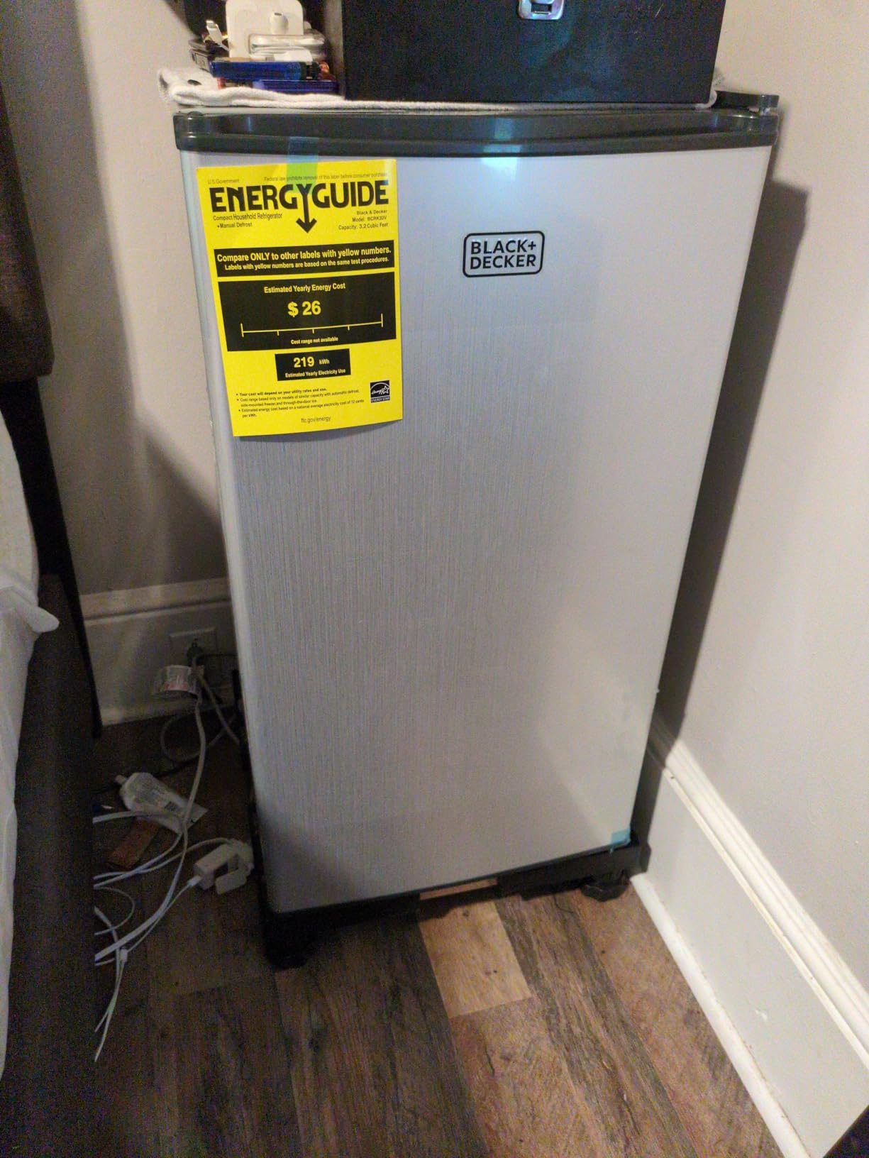 BLACK+DECKER 2.5 Cu. Ft. Compact Refrigerator, ENERGY STAR Certified, Single Door Mini Fridge with Chiller Compartment, Personal Fridge for Home or Dorm Room, R600a Refrigerant, BCRK25B, Black - Customer Photo 1