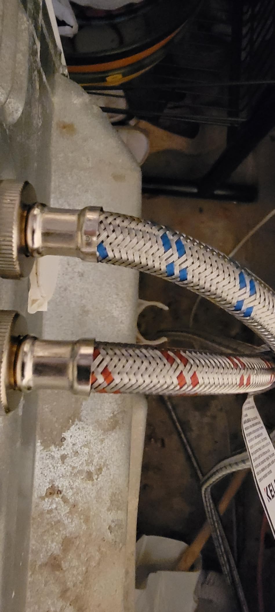 Premium Stainless Steel Washing Machine Hoses - Burst Proof (2 Pack) Red and Blue Striped Water Connection Inlet Supply Lines from Kelaro - Customer Photo 1