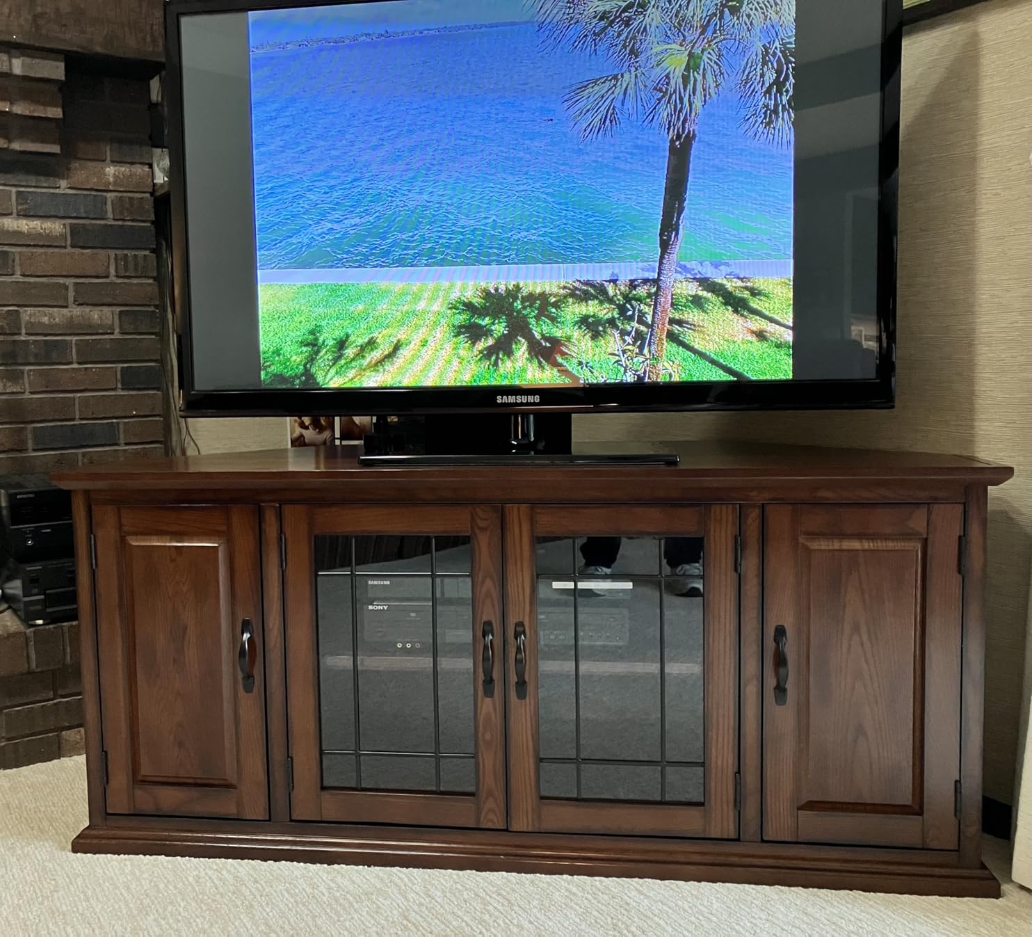 Leick Home Mateo Solid Wood Corner TV Stand for TVs up to 65 Leick Home Mateo Solid Wood Corner TV Stand for TVs up to 65