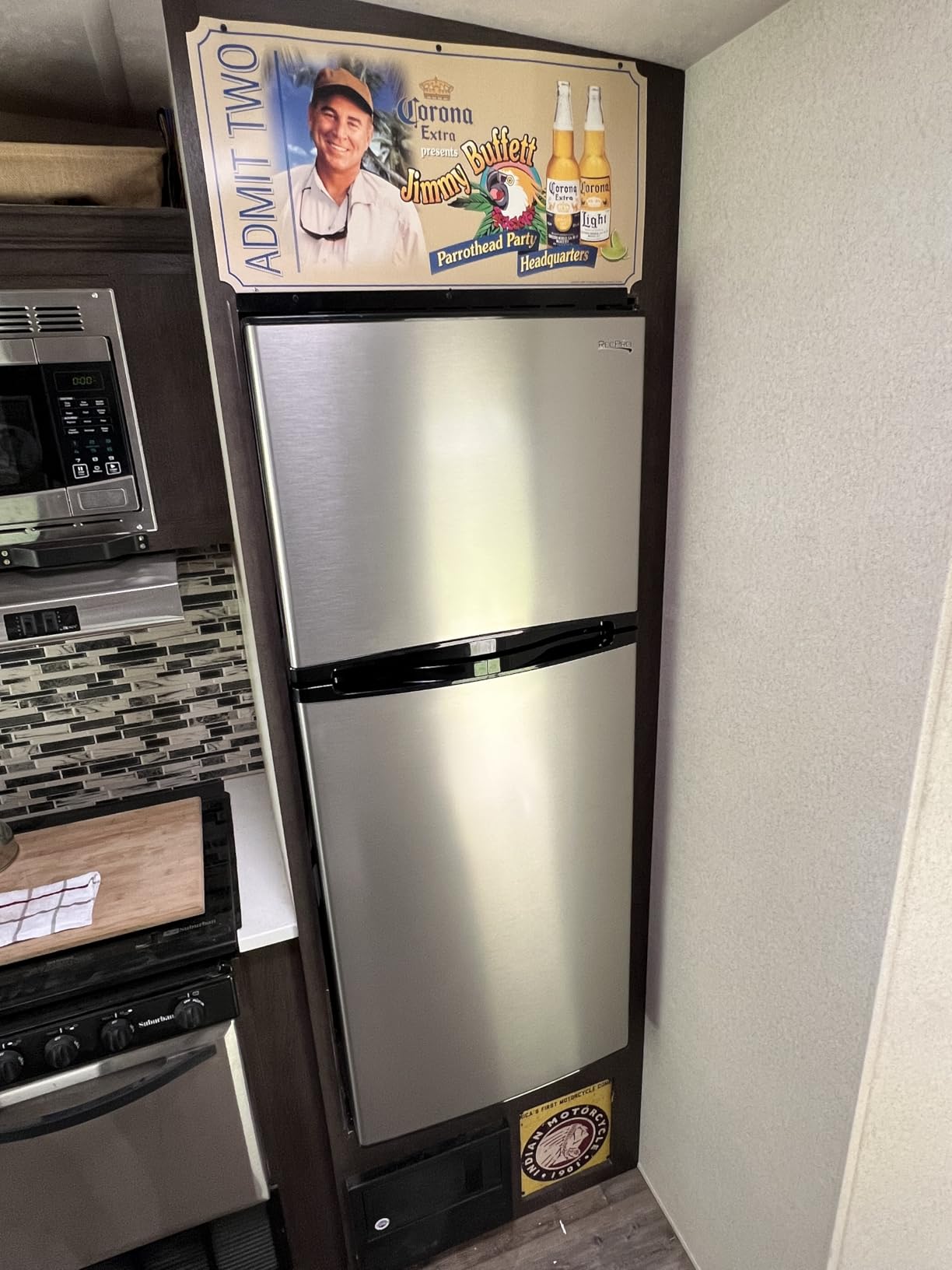 RecPro 4.4 Cu Ft RV Refrigerator | 12V Stainless Steel Fridge with Freezer | Frost-Free, Adjustable Shelves, Built-In Lock, Reversible Door | Off-Grid Ready Camper Fridge with Can Holder - Customer Photo 1