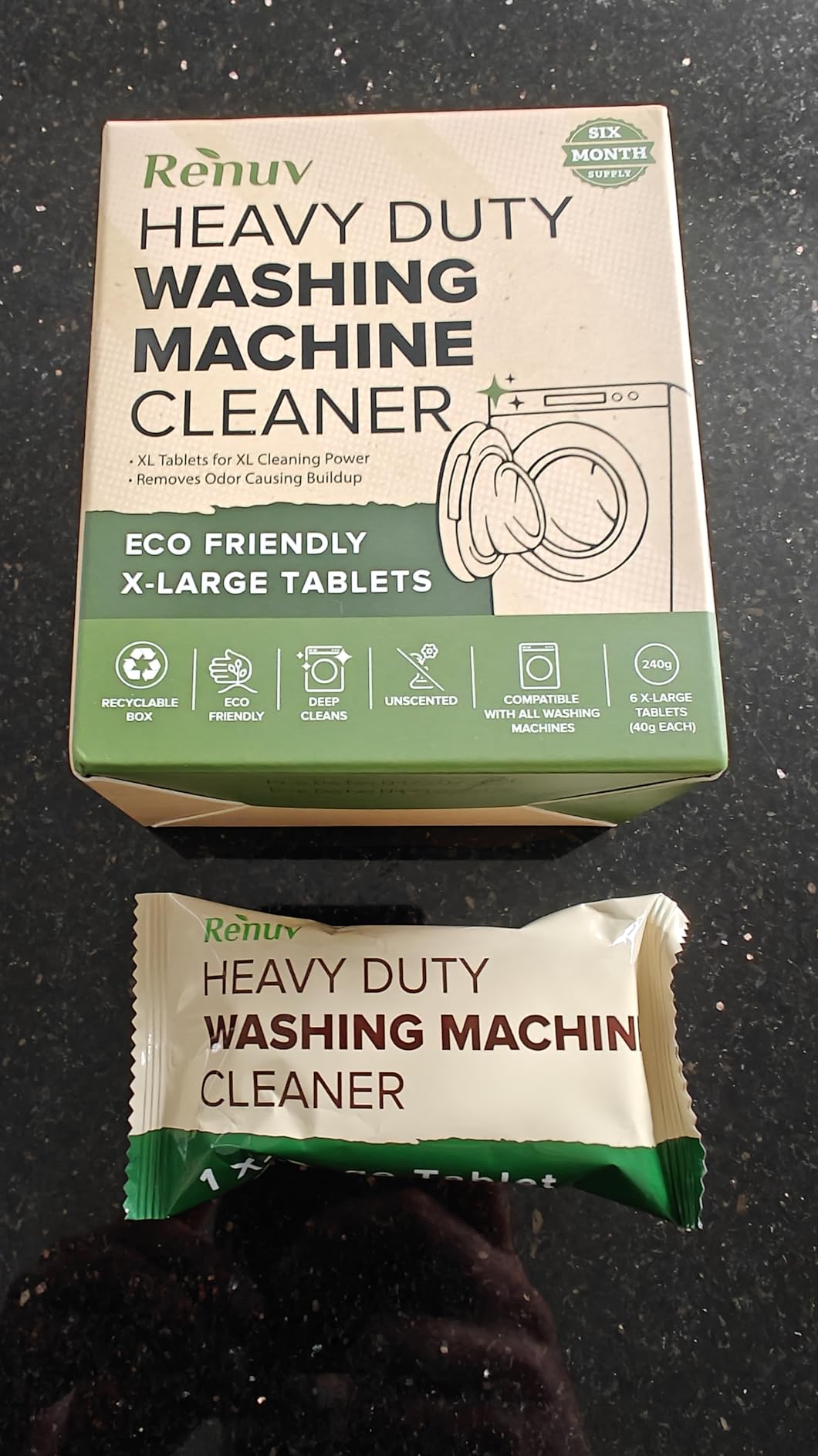 Heavy Duty Washing Machine Cleaner Descaler Tablets - Deep Cleaning for Front Load, Top Load Washer, HE (6 XL Tablets - 6 Months Supply) - Customer Photo 1