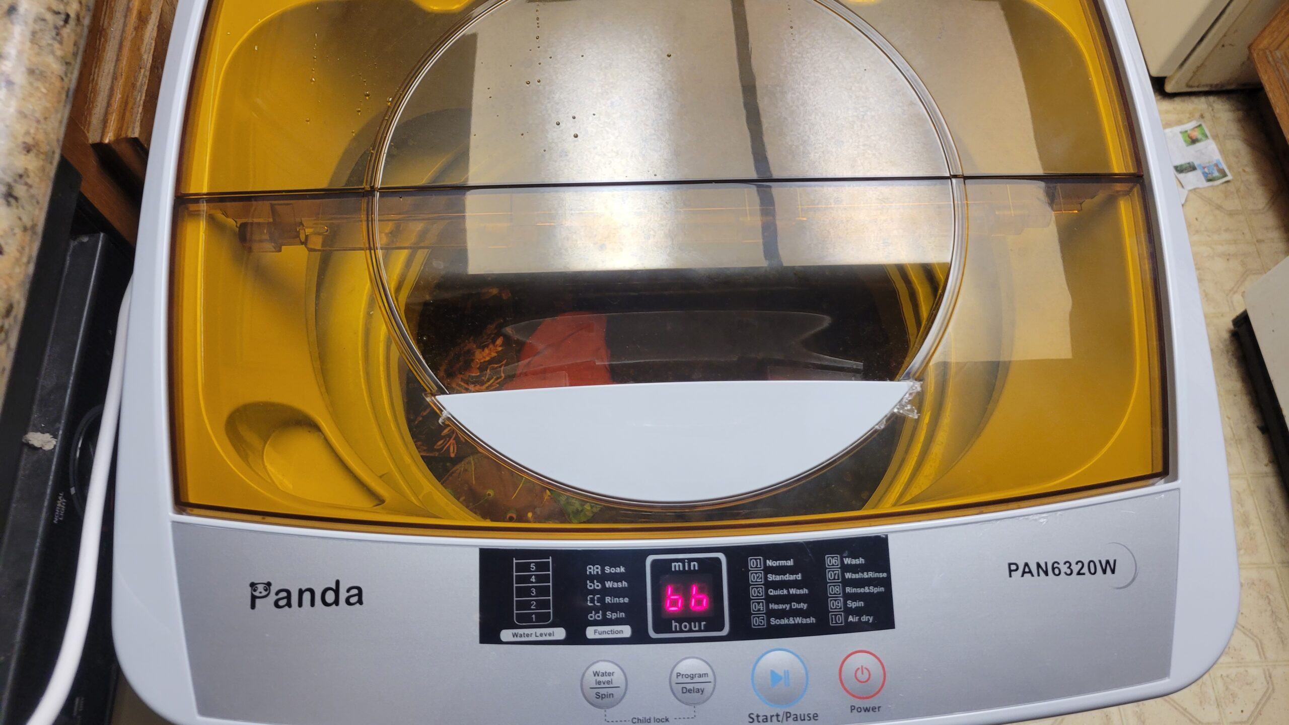 Panda 1.34 Cu.ft Portable Washing Machine, Fully Automatic Laundry Washer with Built-in Drain Pump, 10 LBS Load Volume, Top Load Clothes Washer for Apartment and Household, Blue Transparent Lid - Customer Photo 2