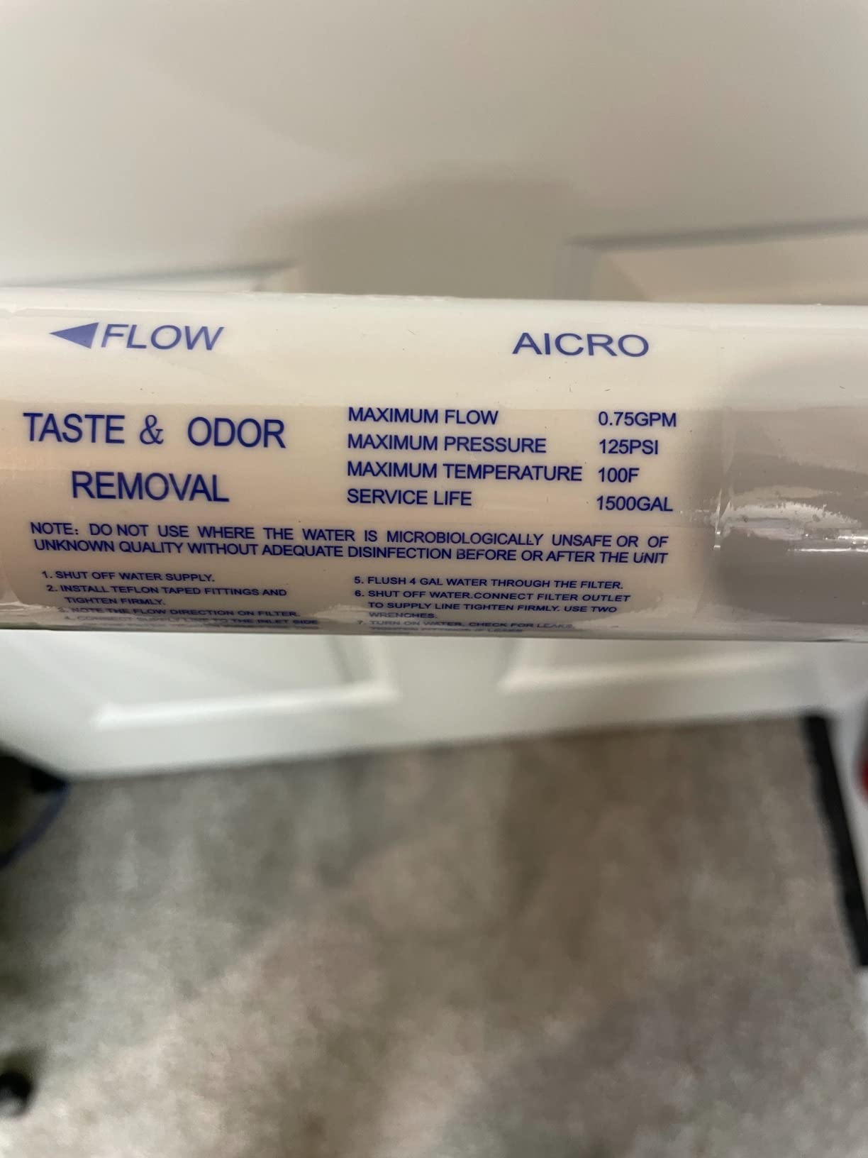 Inline Water Filter for Ice Maker, Refrigerator, Under-Sink Reverse Osmosis Water System, Post Activated Carbon Water Filter Replacement Cartridge with 1/4-Inch Quick-Connect (Pack of 2) - Customer Photo 1