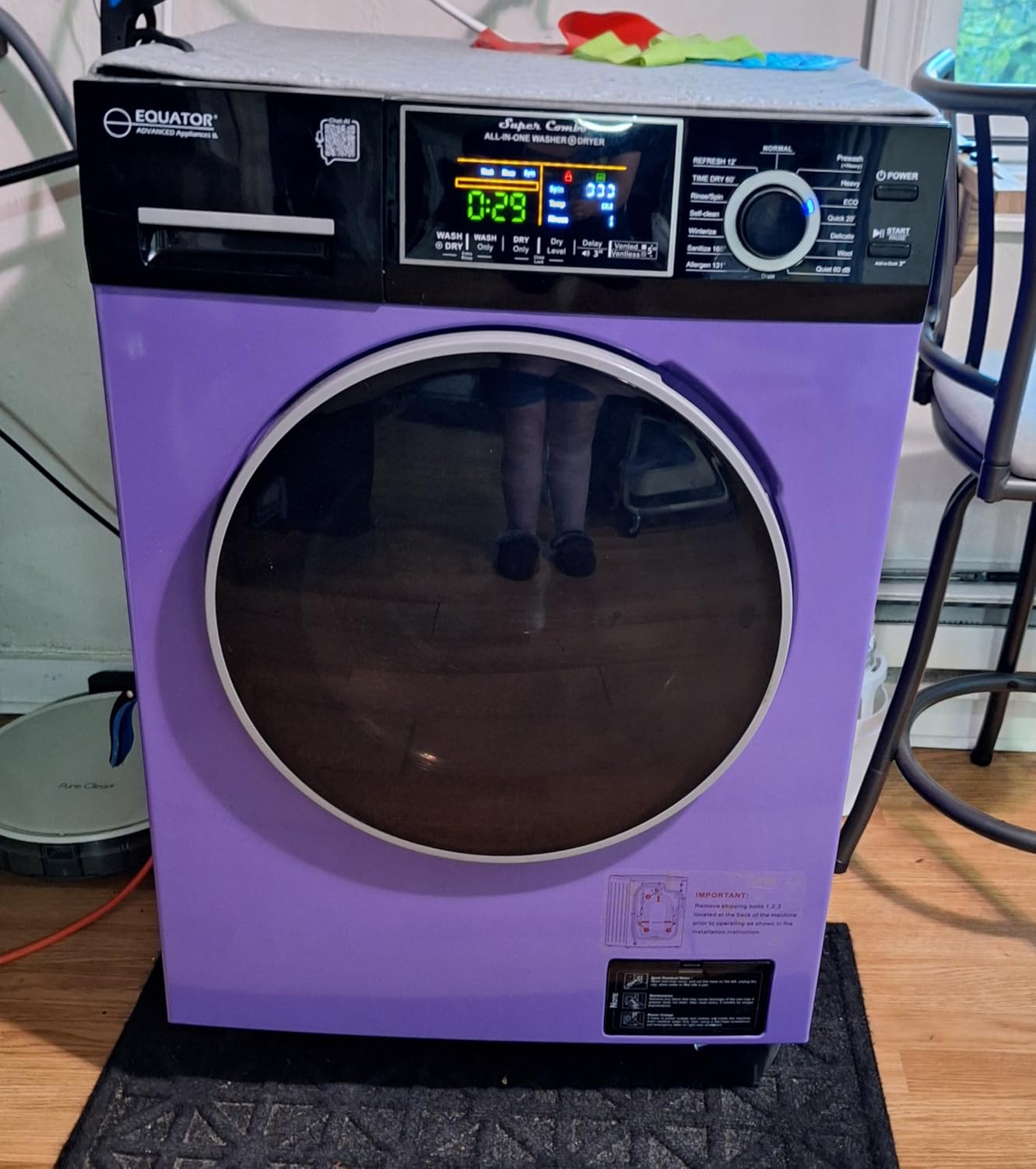 Equator All-In-One VENTED/VENTLESS Washer-Dryer 1.9cf/18lb 1400RPM 110V (Yellow/Black) - Customer Photo 1