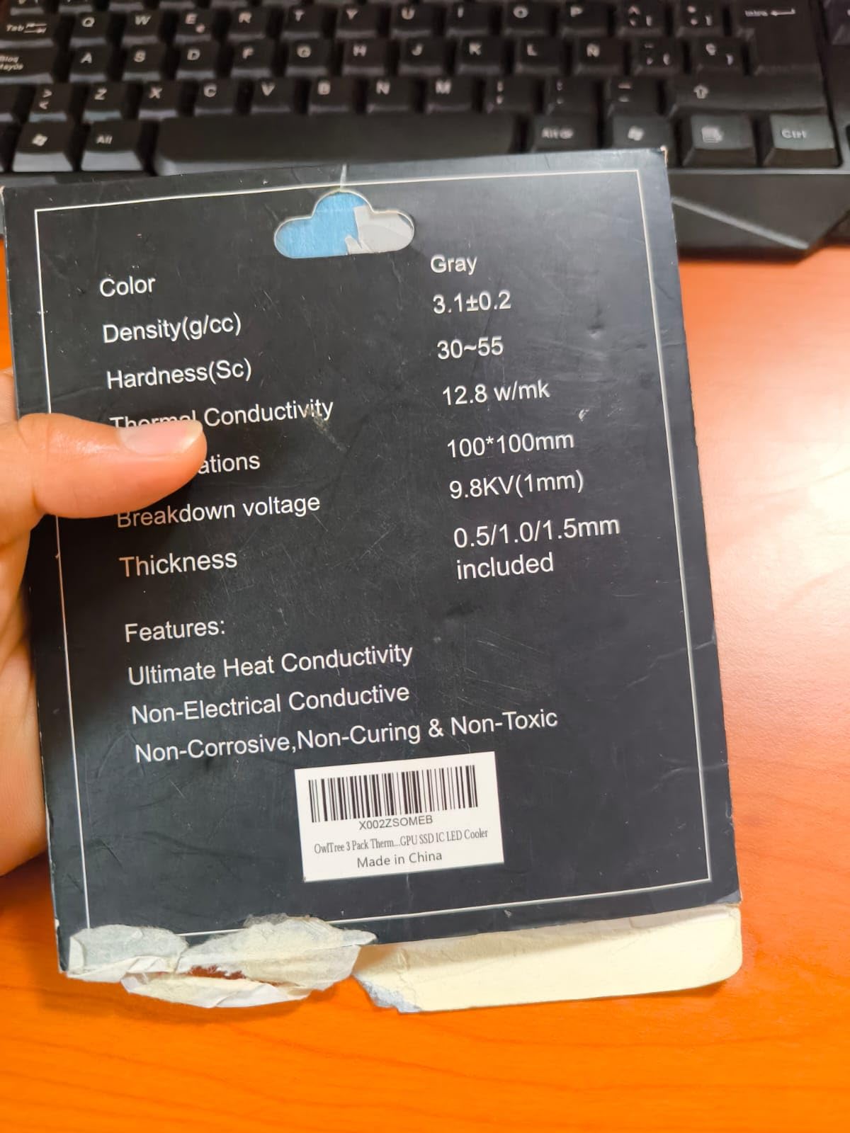 OwlTree 3 Pack Thermal Pads, 100x100mm, 0.5mm, 1mm, 1.5mm, Highly Efficient Thermal Conductivity 12.8W/mK, Heat Resistant Silicone Grease for Laptop Heatsink, CPU, GPU, SSD, IC, LED Cooler Customer Review OwlTree 3 Pack Thermal Pads, 100x100mm, 0.5mm, 1mm, 1.5mm, Highly Efficient Thermal Conductivity 12.8W/mK, Heat Resistant Silicone Grease for Laptop Heatsink, CPU, GPU, SSD, IC, LED Cooler - Customer Photo 2