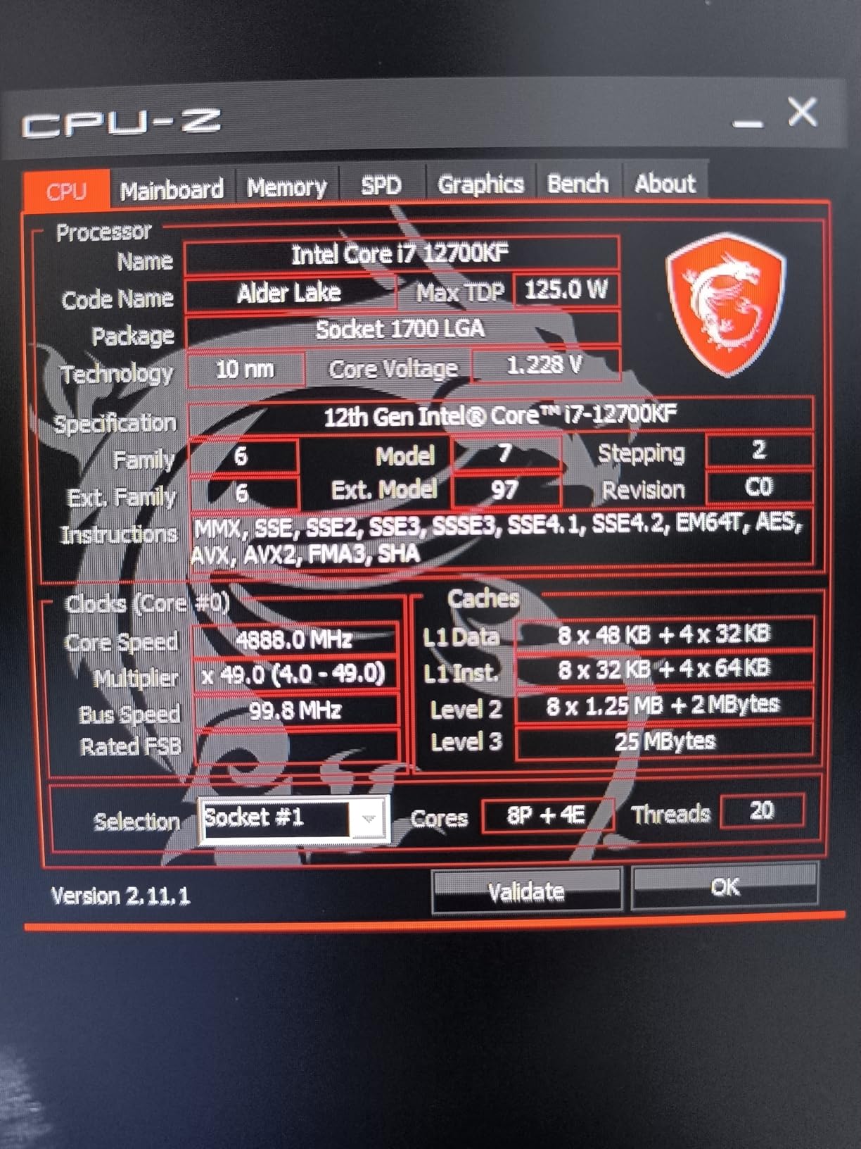 Intel® Core™ i7-12700KF Desktop Processor 12 (8P+4E) Cores up to 5.0 GHz Unlocked LGA1700 600 Series Chipset 125W - Customer Photo 1