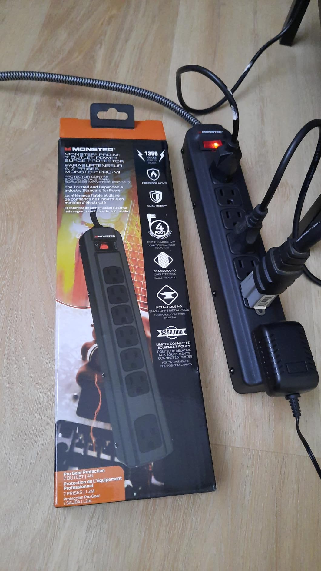 Monster Surge Protector Power Strip Pro MI w/ 1960 Joules Rating — 8-Outlet, 2 USB-A with Extension Cord — Fireproof MOV, Dual Mode, Clean Power for Recording & Production Gear (15FT Cord, Black) Customer Review Monster Surge Protector Power Strip Pro MI w/ 1960 Joules Rating — 8-Outlet, 2 USB-A with Extension Cord — Fireproof MOV, Dual Mode, Clean Power for Recording & Production Gear (15FT Cord, Black) - Customer Photo 2