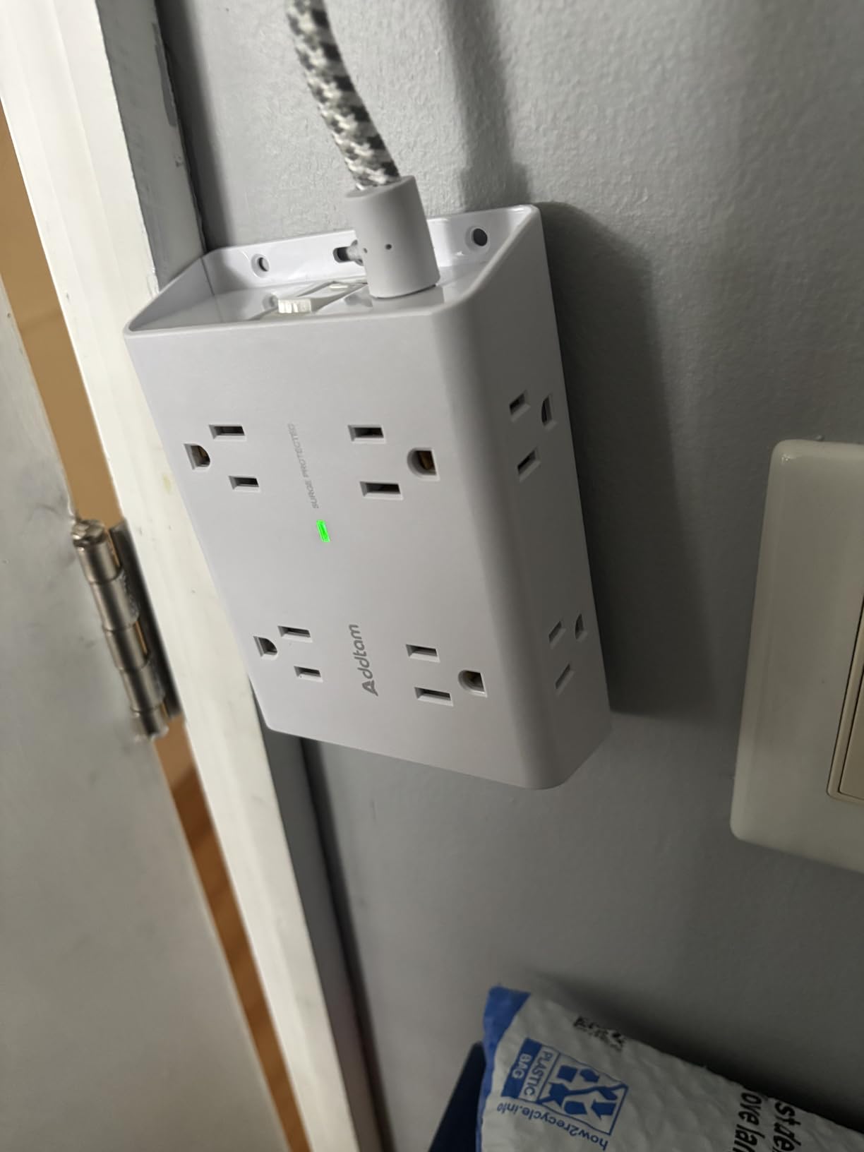 Surge Protector Power Strip - 8 Widely Outlets with 4 USB Ports(1 USB C Outlet), Addtam 3-Side Outlet Extender Strip with 5Ft Extension Cord, Flat Plug, Wall Mount for Dorm Home Office, ETL Listed Customer Review Surge Protector Power Strip - 8 Widely Outlets with 4 USB Ports(1 USB C Outlet), Addtam 3-Side Outlet Extender Strip with 5Ft Extension Cord, Flat Plug, Wall Mount for Dorm Home Office, ETL Listed - Customer Photo 2