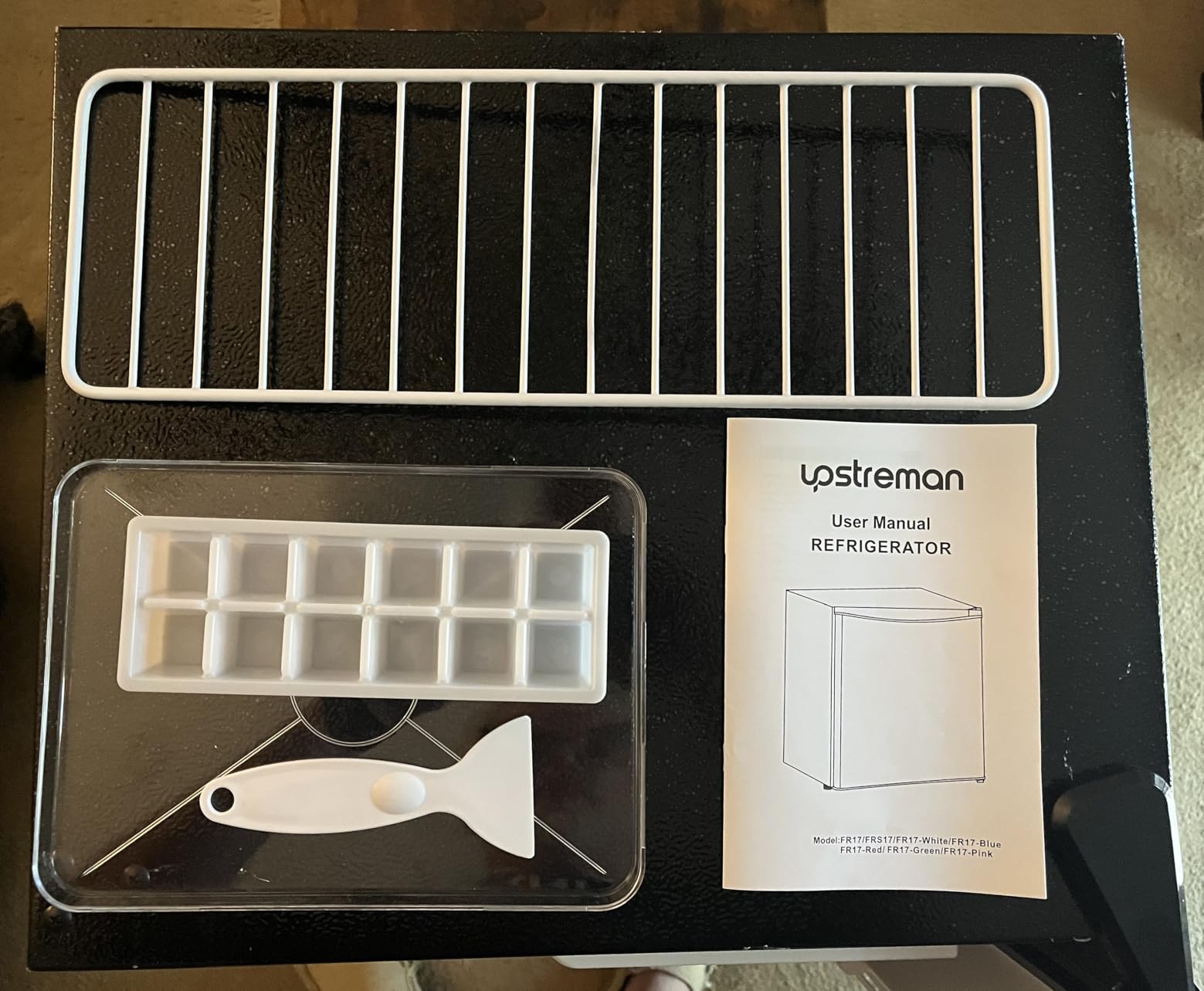 Upstreman 1.7 Cu.ft Mini Fridge with Freezer, Dorm Essentials, Adjustable Thermostat, Energy Saving, Low Noise, Single Door Compact Refrigerator for Dorm, Office, Bedroom, Black-FR17 - Customer Photo 2