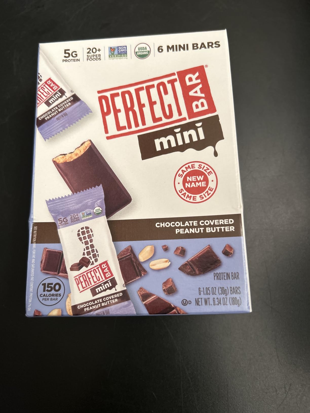 Perfect Bar Mini, Peanut Butter Protein Bar, Protein Snack, Snack Bar, Organic, Gluten Free, Soy Free, Non GMO, No Sugar Alcohols, 0.88 Ounce Bar, 24 Count - Customer Photo 1