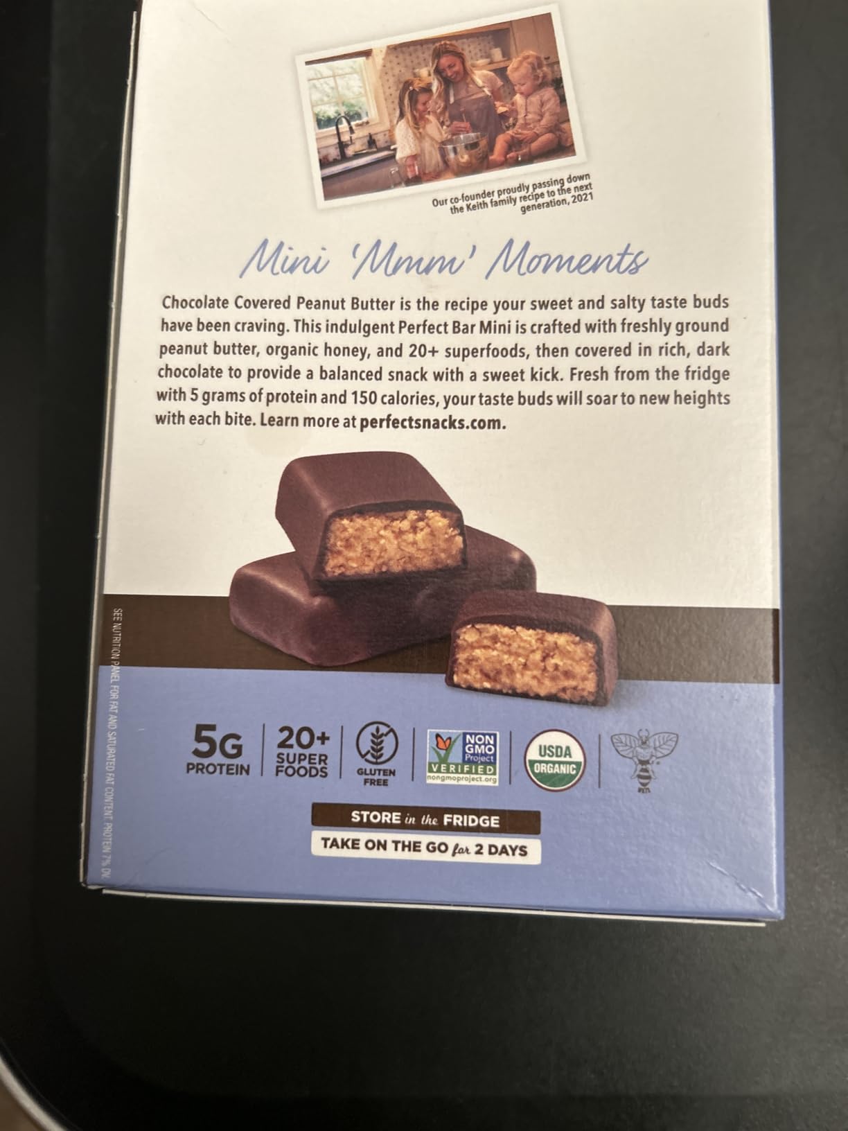 Perfect Bar Mini, Peanut Butter Protein Bar, Protein Snack, Snack Bar, Organic, Gluten Free, Soy Free, Non GMO, No Sugar Alcohols, 0.88 Ounce Bar, 24 Count - Customer Photo 2