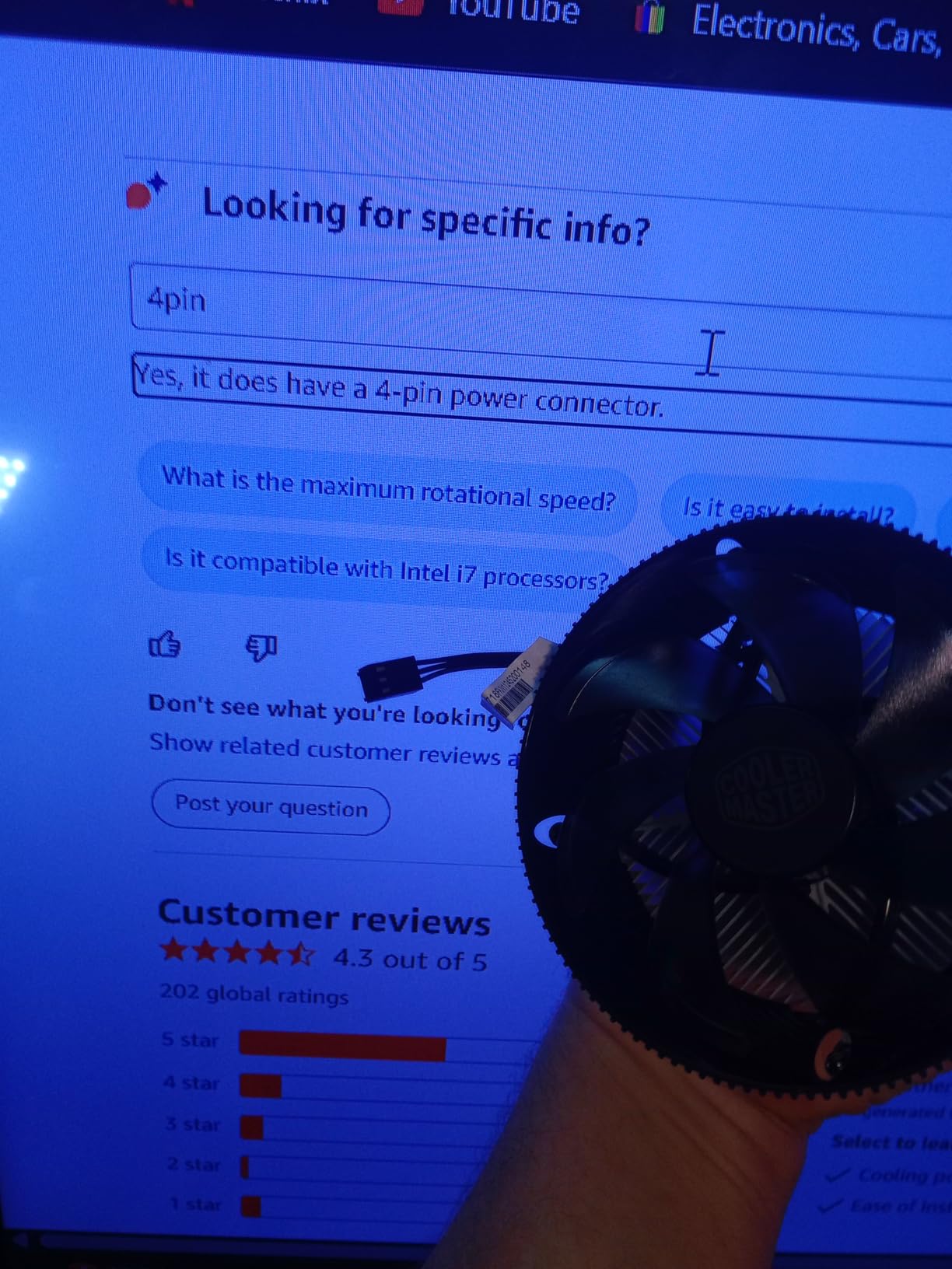 Cooler Master i70 Low-Profile CPU Air Cooler, 120 PWM Fan Anodized Black Aluminum Fins, Copper Insert Base, 70mm Tall, 95W TDP CPU Support for Intel LGA 1851|1700 Brackets - Customer Photo 2