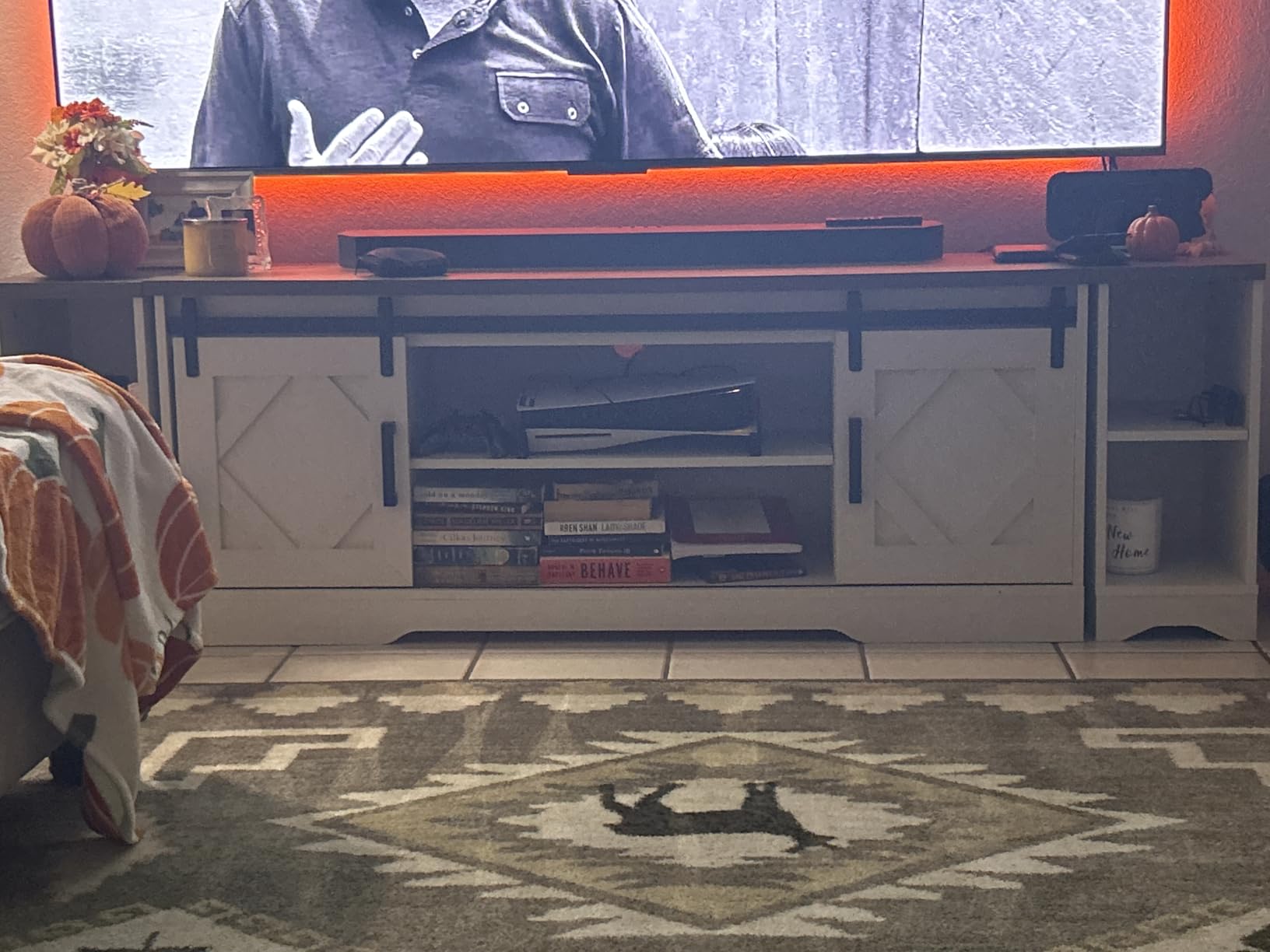 WAMPAT Modern Farmhouse 3 in 1 TV Stand for up to 85