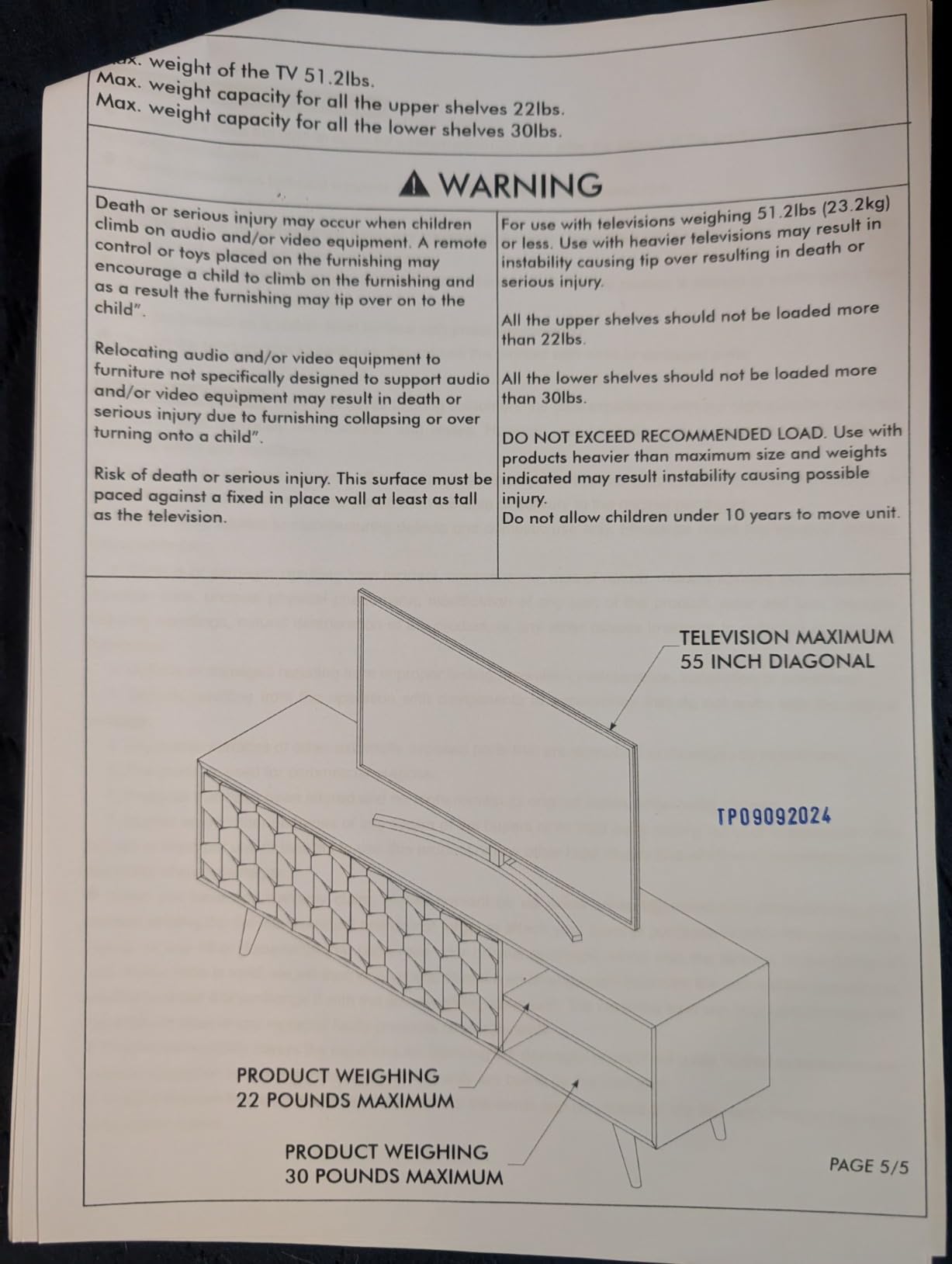 Bme Georgina 65 Inch Solid Wood TV Stand, Under 10 Minutes Assembly Entertainment Center with Storage, Geometric Pattern TV Console for Living Room, Bedroom, Dinning Room - Walnut Customer Review Bme Georgina 65 Inch Solid Wood TV Stand, Under 10 Minutes Assembly Entertainment Center with Storage, Geometric Pattern TV Console for Living Room, Bedroom, Dinning Room - Walnut - Customer Photo 1
