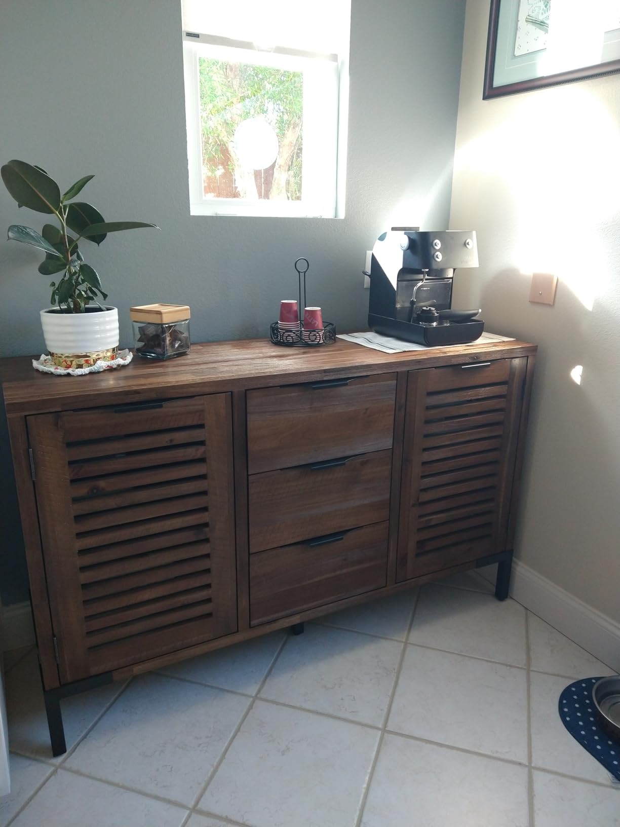 Bme Millie Solid Wood TV Stand for TVs up to 65 Inches, Modern Farmhouse TV Stand with Rustic Charm, TV Stands for Living Room, Chestnut Customer Review Bme Millie Solid Wood TV Stand for TVs up to 65 Inches, Modern Farmhouse TV Stand with Rustic Charm, TV Stands for Living Room, Chestnut - Customer Photo 1