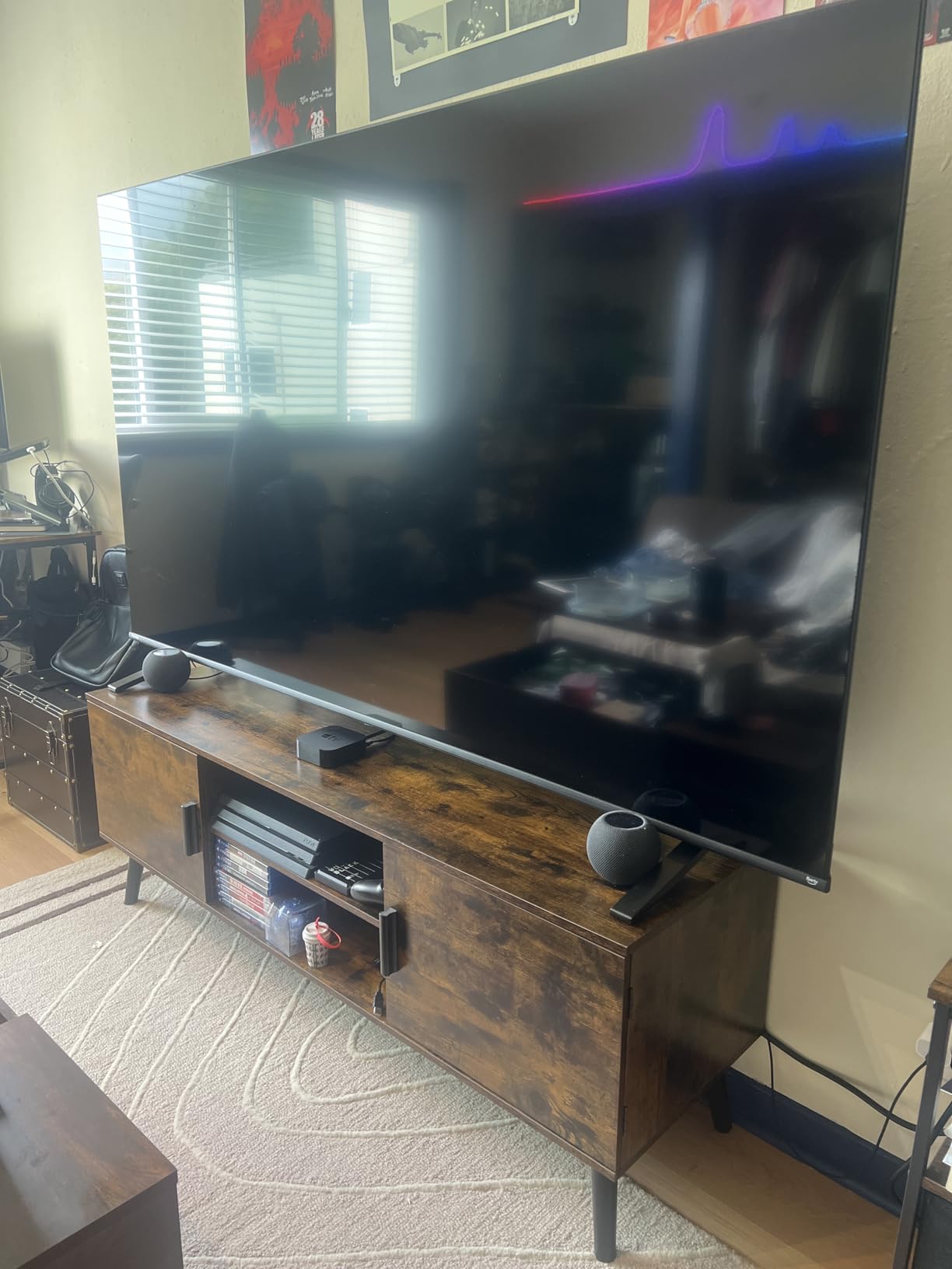 SUPERJARE TV Stand for 55 Inch TV, Entertainment Center with Adjustable Shelf, 2 Cabinets, TV Console Table, Media Console, Solid Wood Feet, Cord Holes, for Living Room, Bedroom, Black - Customer Photo 2