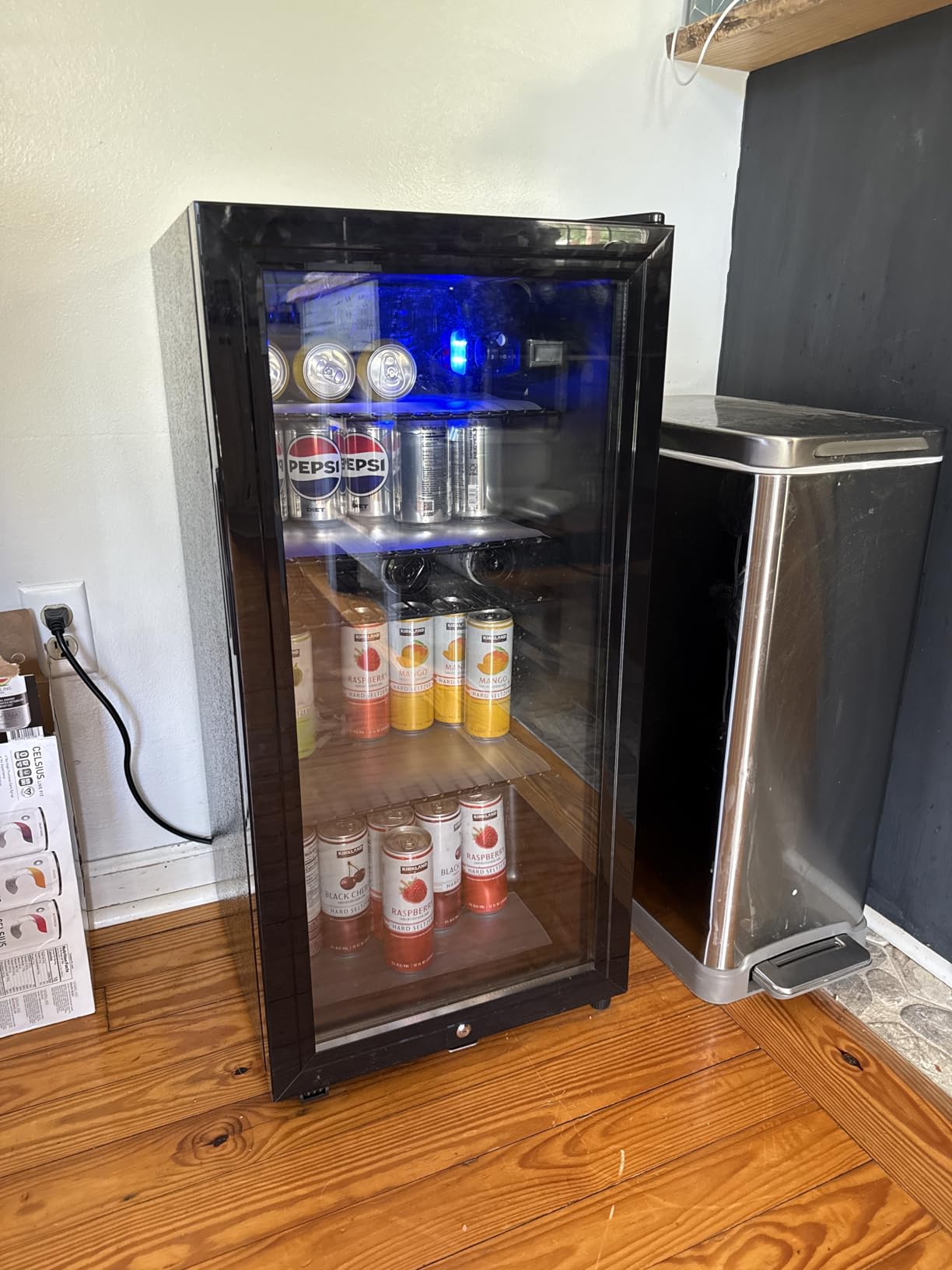 Saeoola Beverage Refrigerator, 3.2 Cu.ft Mini Fridge with Double Glass Door, Cooler for Soda, Beer or Wine for Home, Office or Bar with Adjustable Removable Shelves (Black) - Customer Photo 1