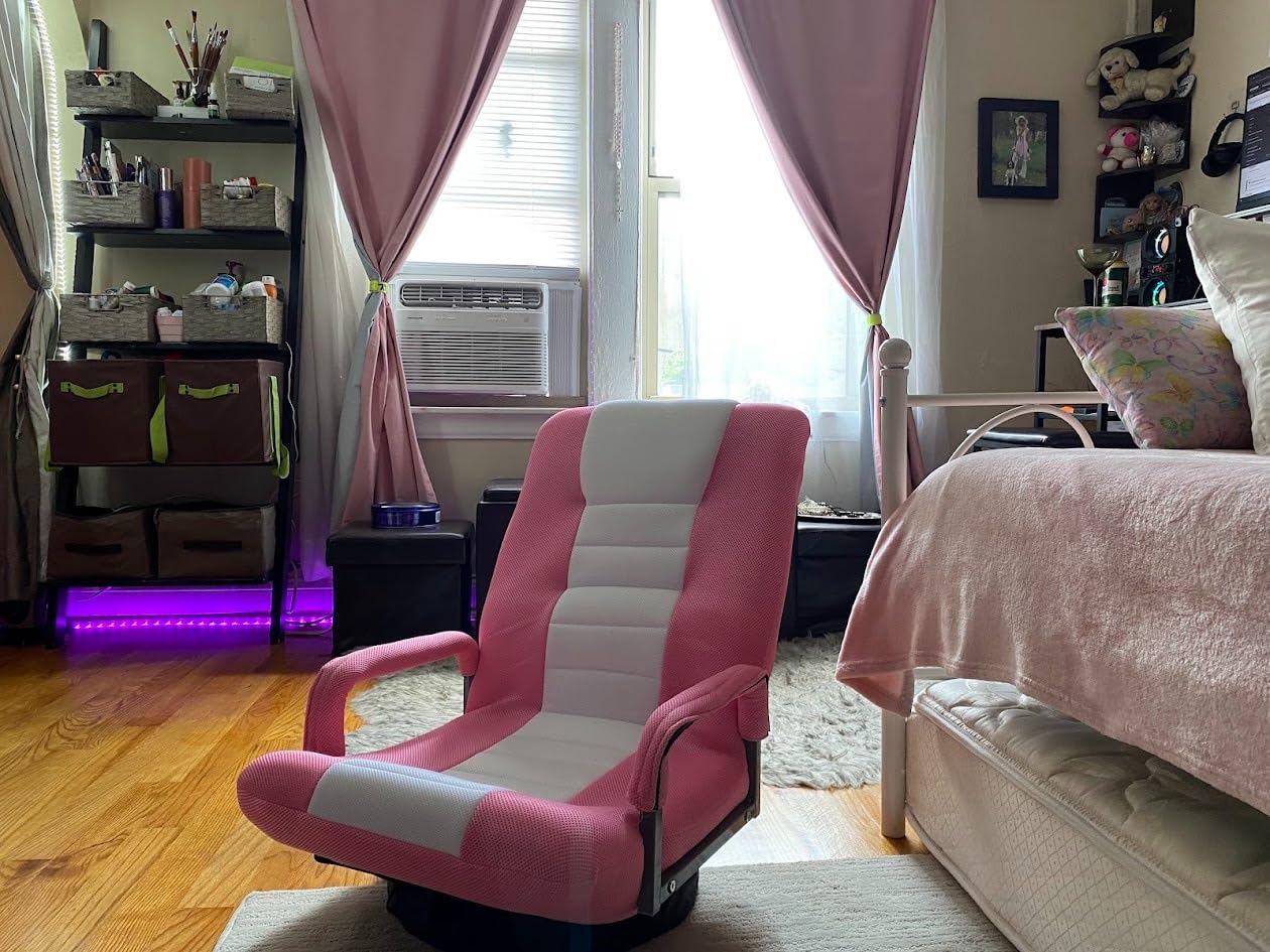 Swivel Gaming Chair Multipurpose Floor Gaming Chair for Playing Video Games, TV, Reading w/Armrest Lumbar Support & 6 Adjustable Position Backrest for Adults & Kids, Black - Customer Photo 1