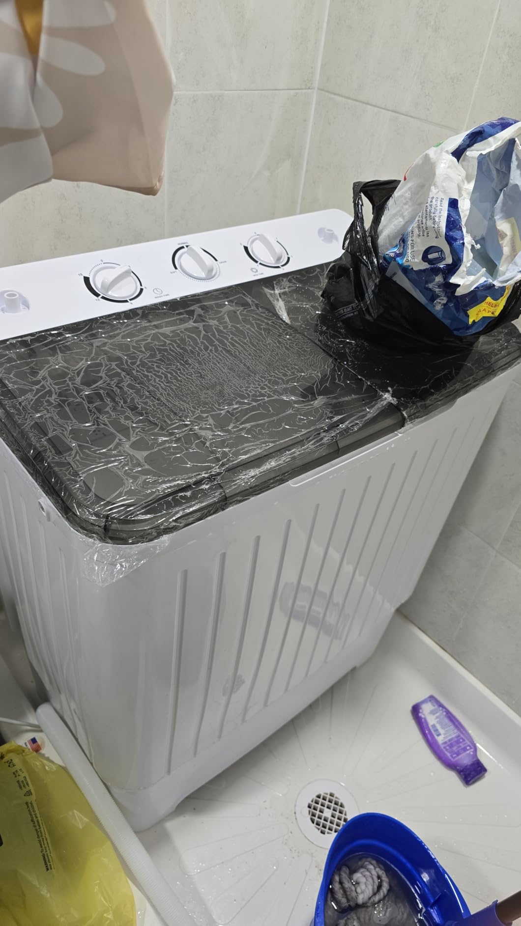 Compact Portable Mini Twin Tub 18lbs Washing Machine, Get Dry Rack and 10 hangers for free! Washer and Spin Cycle Combo, for Camping, Apartments, Dorms, RVs(Black) - Customer Photo 1