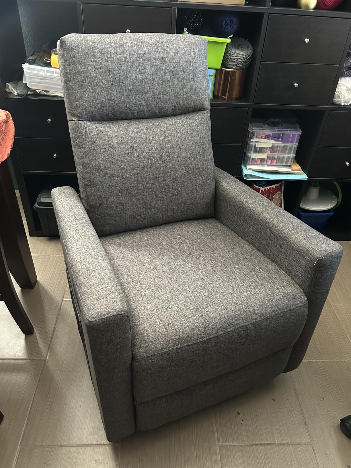 SMUG Recliner Chair Living Room Recliner with Adjustable Backrest and Footrest Modern Design for Home Upholstered Armchair in Soft Fabric, Grey, Linen - Customer Photo 1