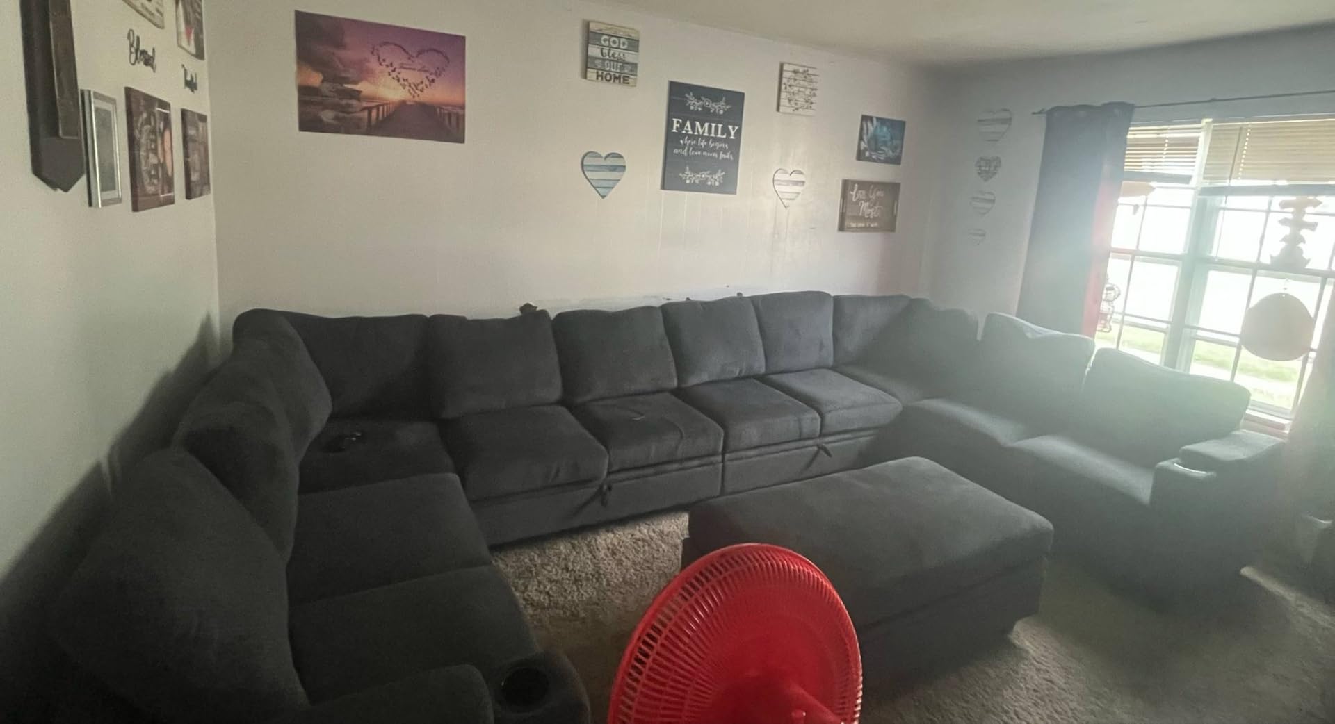 Belffin Chenille Modular Sectional Sofa Convertible L Shaped Corner Couches for Living Room with Storage Armrest with Cup Holder Dark Grey Couch Customer Review Belffin Chenille Modular Sectional Sofa Convertible L Shaped Corner Couches for Living Room with Storage Armrest with Cup Holder Dark Grey Couch - Customer Photo 1