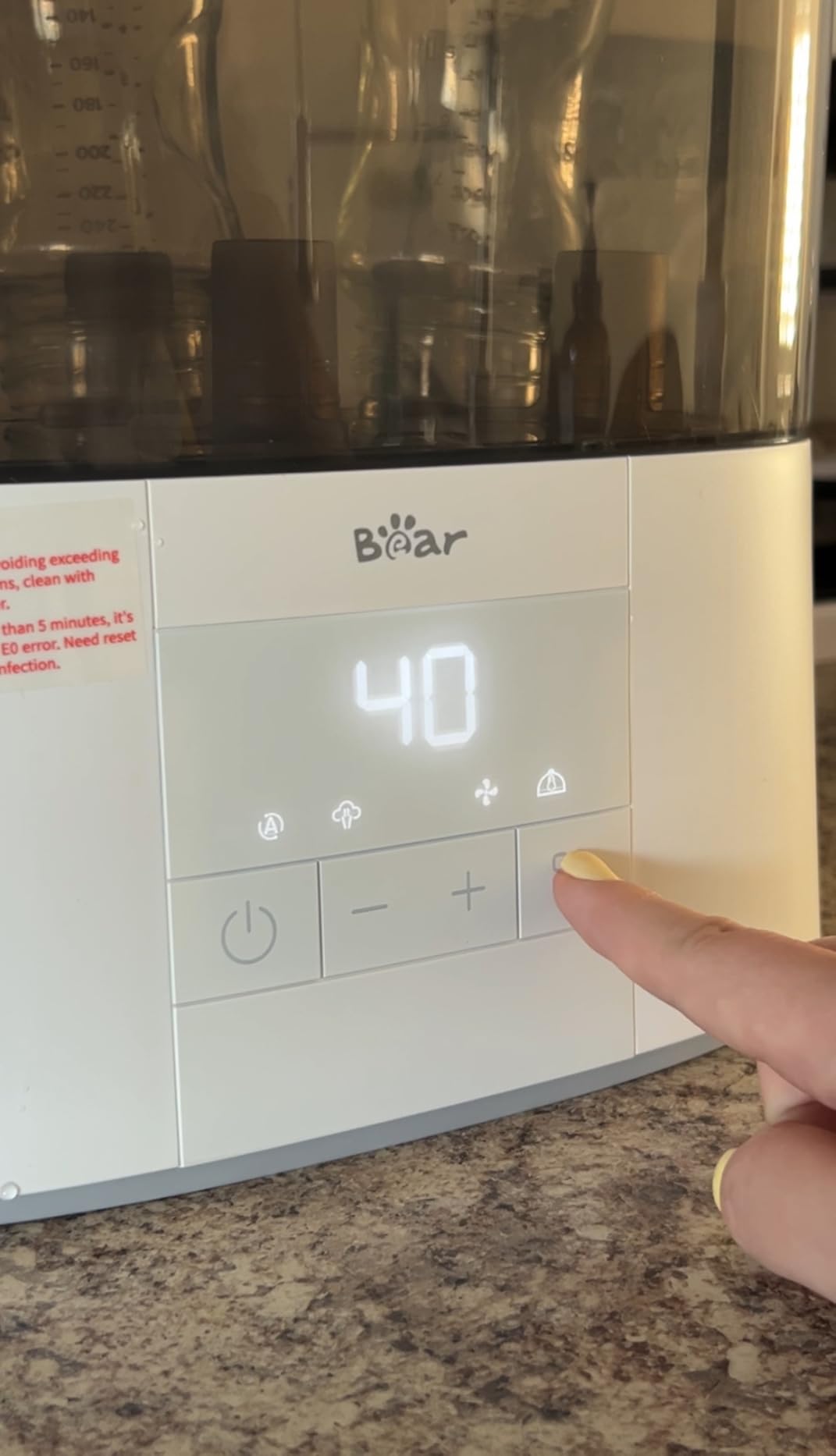 Bear Bottle Sterilizer and Dryer, 2 Layers Large Electric Steam Baby Bottle Sterilizer, Fast Bottle Sanitizer and Dryer for All Bottles & Accessories, Time-Saving Design Customer Review Bear Bottle Sterilizer and Dryer, 2 Layers Large Electric Steam Baby Bottle Sterilizer, Fast Bottle Sanitizer and Dryer for All Bottles & Accessories, Time-Saving Design - Customer Photo 1