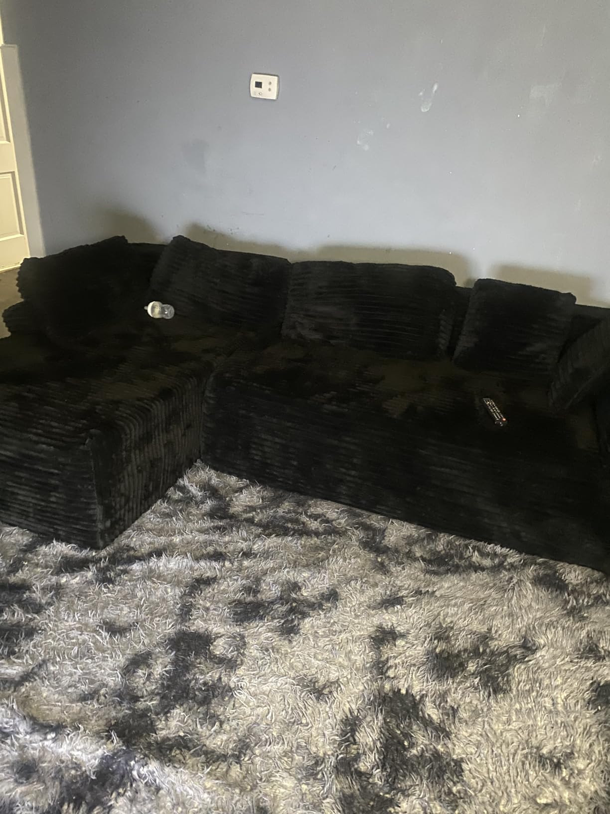 105 Inch Cloud Sectional Couch,Modern Modular Sectional Sofa with Deep Seat,Corduroy Boneless Couches with L-Shape Chaise for Living Room Bedroom,No Assembly Required (Black, Left Facing Chaise) Customer Review 105 Inch Cloud Sectional Couch,Modern Modular Sectional Sofa with Deep Seat,Corduroy Boneless Couches with L-Shape Chaise for Living Room Bedroom,No Assembly Required (Black, Left Facing Chaise) - Customer Photo 1