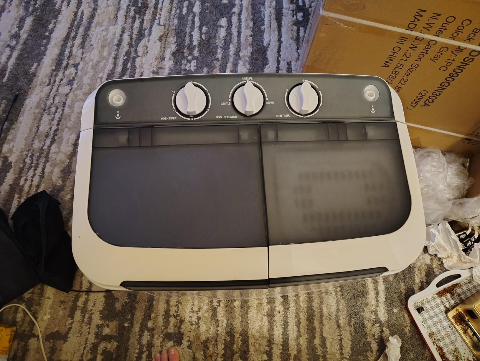 Bonusall Portable Washing Machine，16 lbs Mini Washer and Spin Dryer Combo, Built-in Gravity Drain,Compact Laundry Washer with Drain Pump & Timer Control for Apartments, Dorms, RVs- Blue - Customer Photo 1