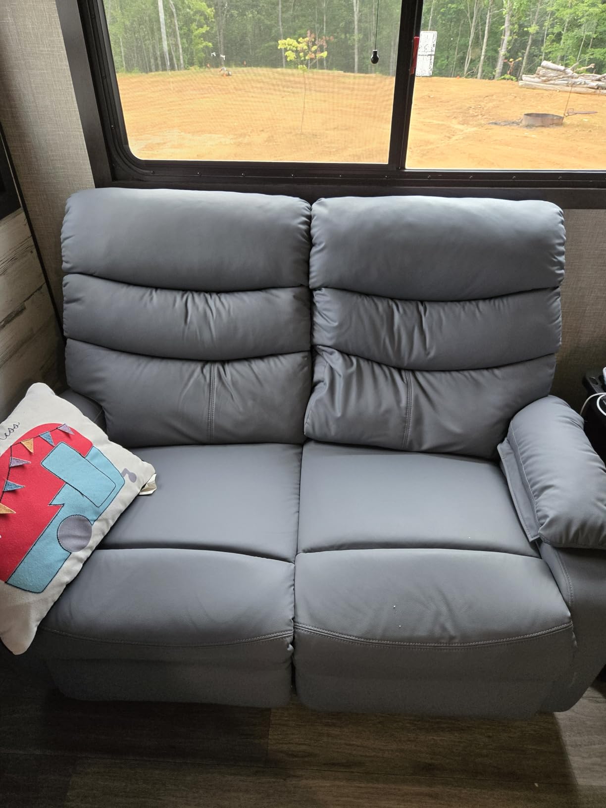 Loveseat Recliner Sofa Couch, Velvet 2-Seater Reclining Sofa for RV, Double Seater Wall Hugger Recliner Chair for Living Room, Home Theater Seating, Dark Grey Customer Review Loveseat Recliner Sofa Couch, Velvet 2-Seater Reclining Sofa for RV, Double Seater Wall Hugger Recliner Chair for Living Room, Home Theater Seating, Dark Grey - Customer Photo 1