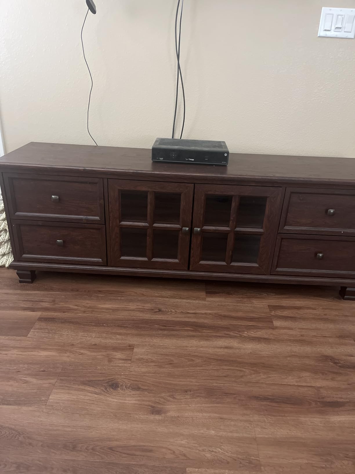 Farmhouse TV Stand for Living Room, Rustic White Entertainment Center with Storage Cabinet,Wood TV Console with 4 Drawers,Modern TV Stands for Bedroom,White - Customer Photo 1