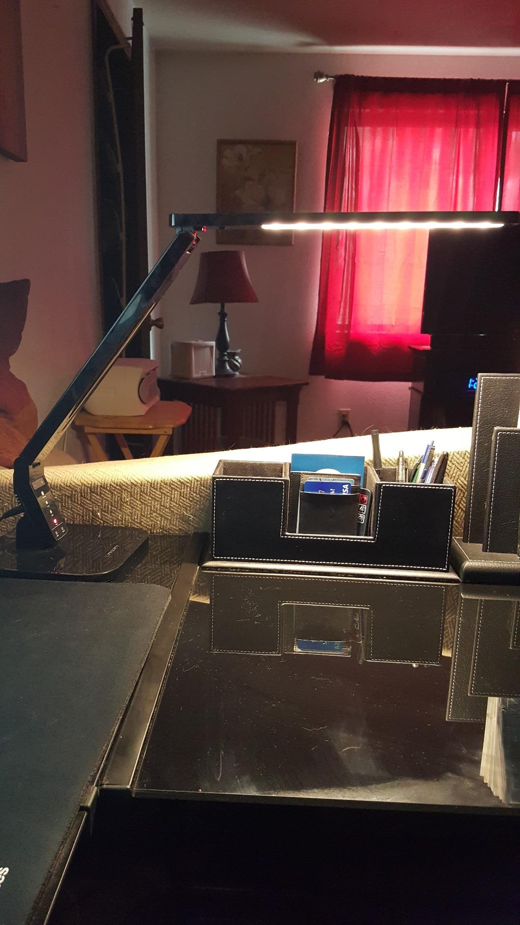 Lampat Dimmable LED Desk Lamp, 4 Lighting Modes (Reading/Studying/Relaxation/Bedtime), 5-Level Dimmer, Touch-Sensitive Control Panel, 1-Hour Auto Timer, 5V/1A USB Charging Port, Piano Black - Customer Photo 2