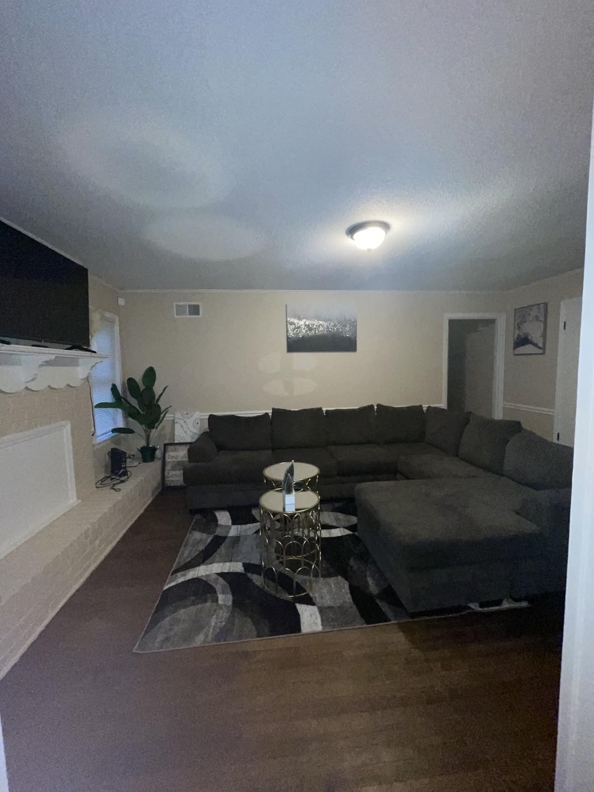 Rugshop Gray Modern Geometric Area Rug, Abstract Circles, High-Traffic, Non-Shedding, for Bedroom, Home Office and Small Living Room, 3'3