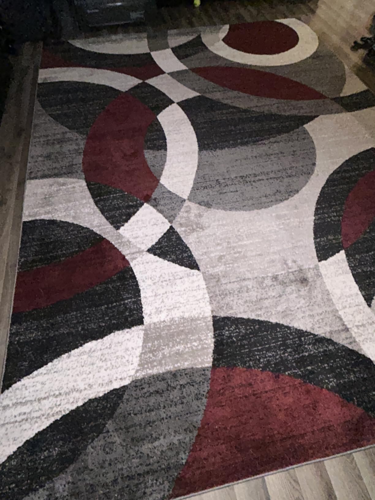 Rugshop Gray Modern Geometric Area Rug, Abstract Circles, High-Traffic, Non-Shedding, for Bedroom, Home Office and Small Living Room, 3'3