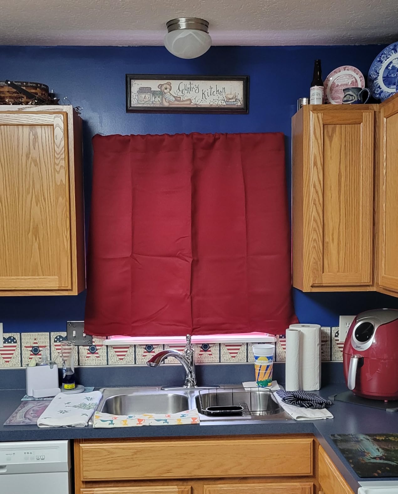 RYB HOME Bedroom Blackout Curtains - Black Curtains Solar Light Block Insulated Drapes Energy Saving for Bedroom Dining Living Room, 42 x 45 inches Long, Black, Set of 2 - Customer Photo 1