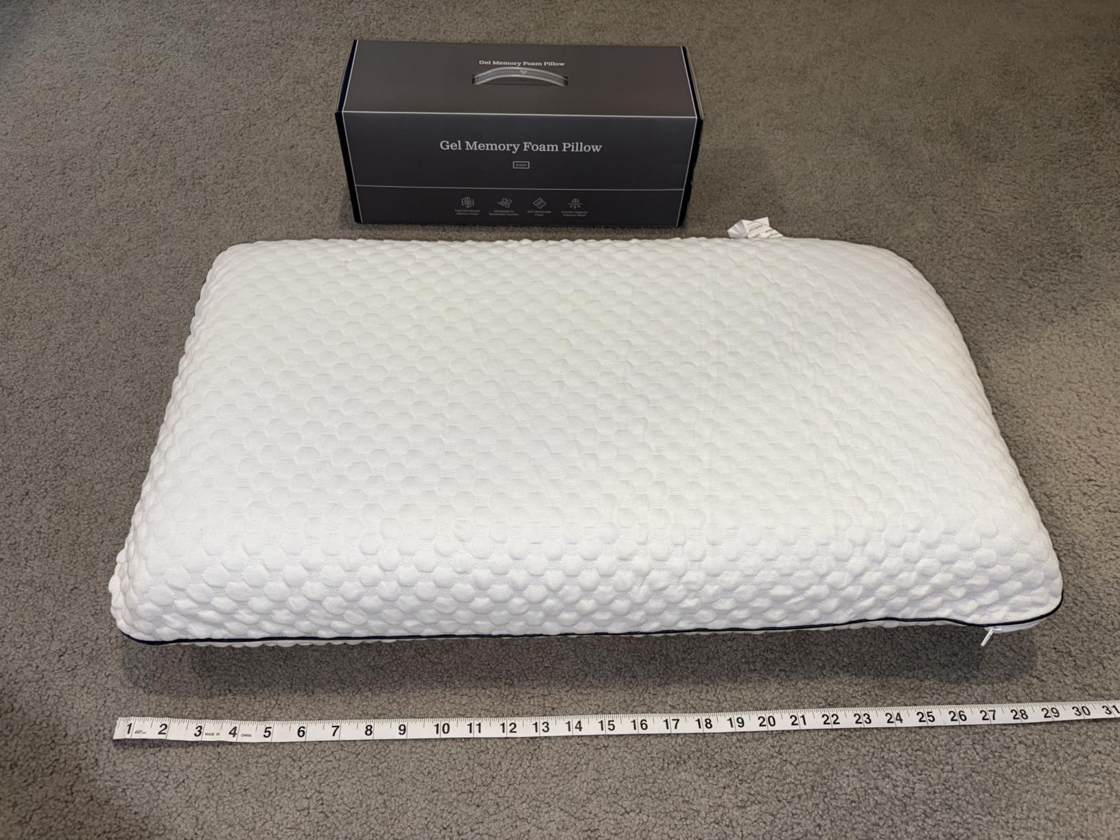 Weekender Gel Memory Foam Pillow - Queen Size - 1-Pack - Medium Plush Feel - Neck and Shoulder Support - Side, Stomach, and Back Sleepers - Home, Hotel, & Hospital Essentials - CertiPur Certified - Customer Photo 2