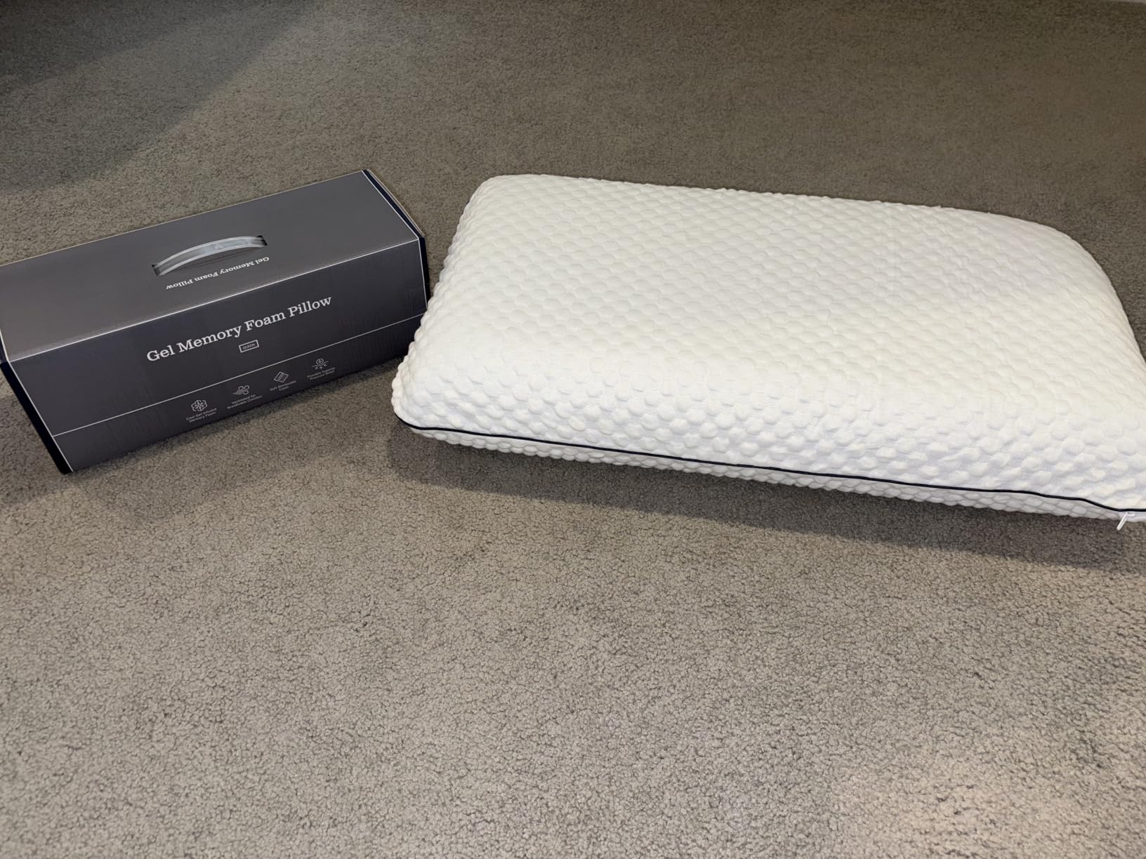 Weekender Gel Memory Foam Pillow - Queen Size - 1-Pack - Medium Plush Feel - Neck and Shoulder Support - Side, Stomach, and Back Sleepers - Home, Hotel, & Hospital Essentials - CertiPur Certified - Customer Photo 4