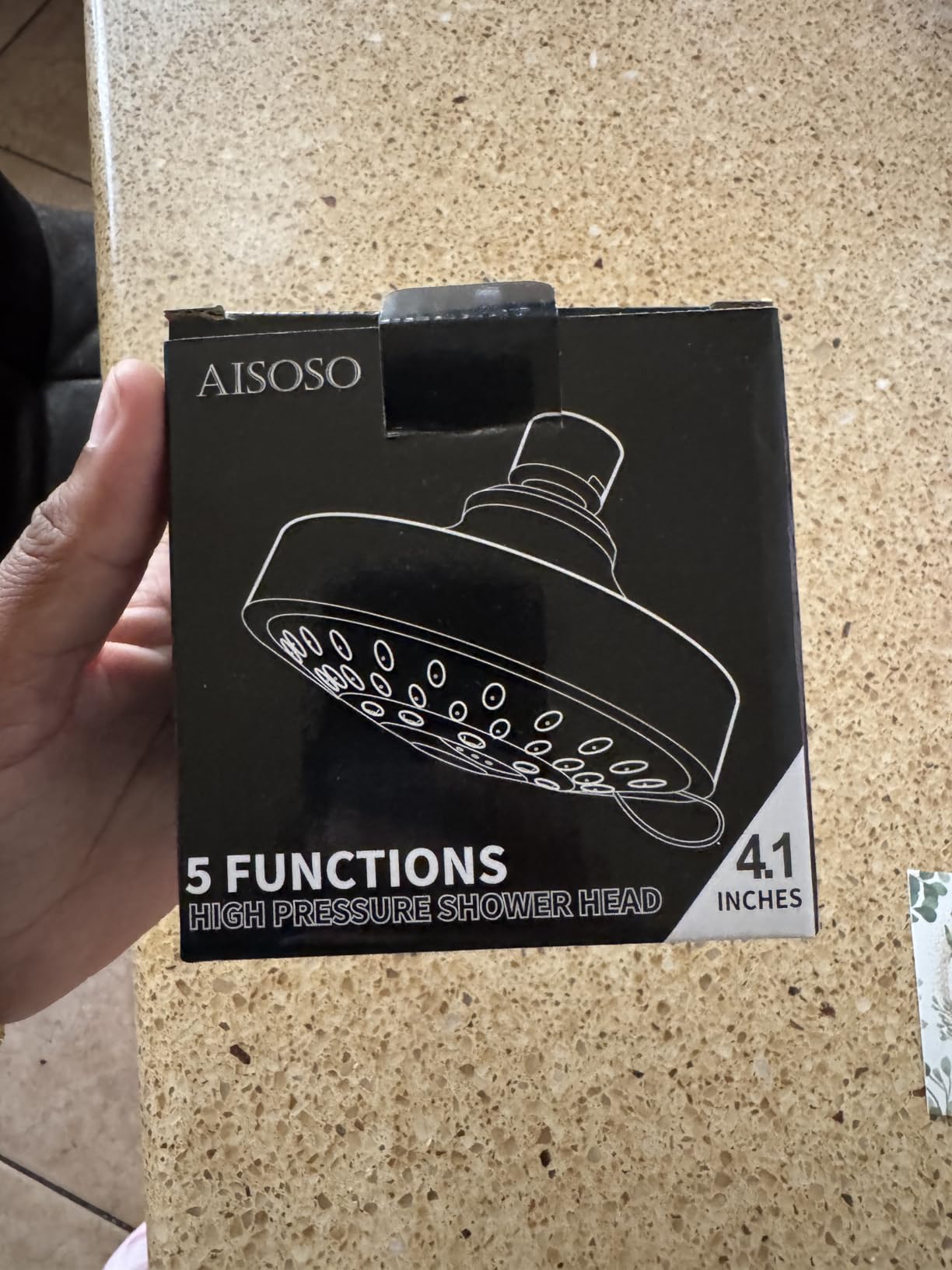 Aisoso Shower Head High Pressure Rain Fixed Showerhead 5-Setting with Adjustable Metal Swivel Ball Joint - Relaxed Shower Experience Even at Low Water Flow & Pressure - Customer Photo 2