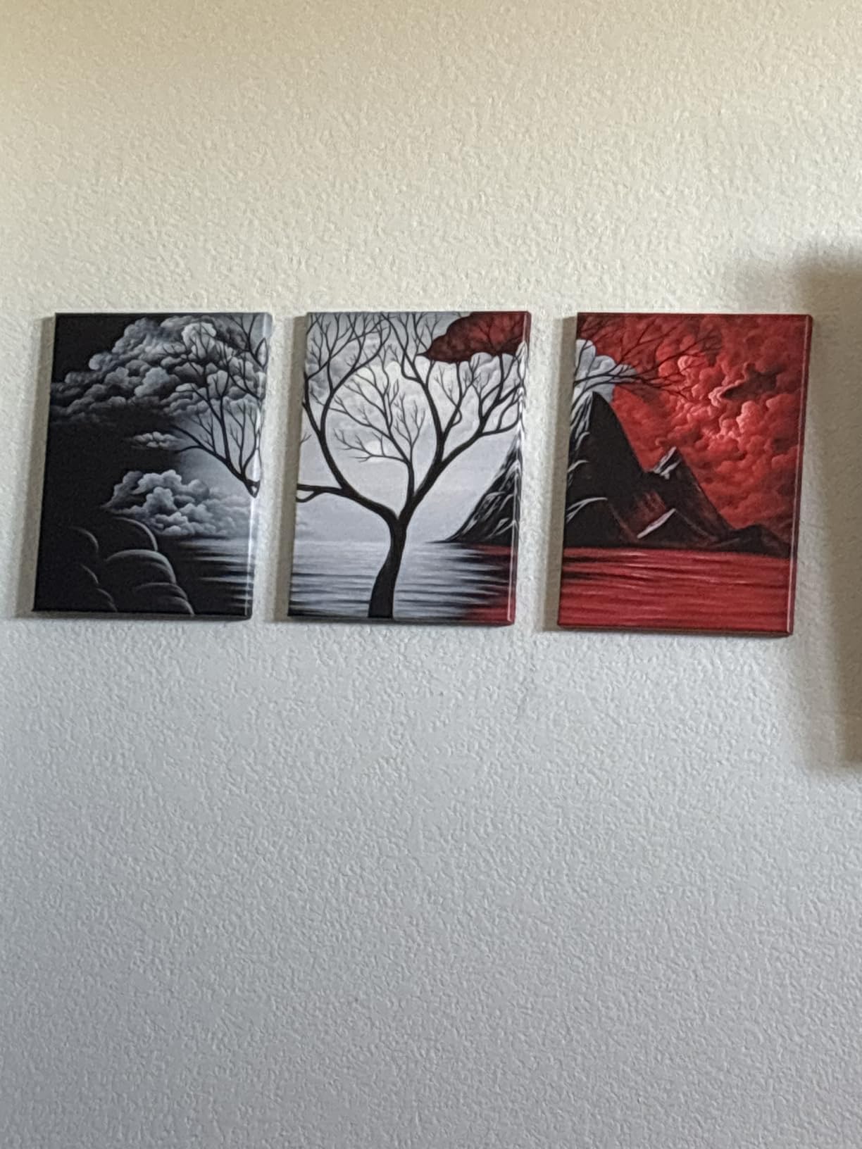 Wieco Art Large Size Framed Art Canvas Art Prints Wall Art the Cloud Tree Abstract Pictures Paintings for Bedroom Home Office Decorations Contemporary Artwork 3 Panels Black Frames - Customer Photo 1