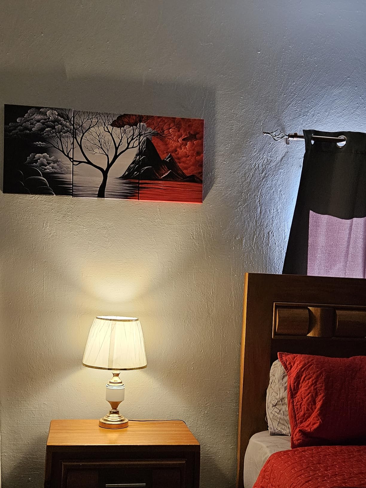 Wieco Art Large Size Framed Art Canvas Art Prints Wall Art the Cloud Tree Abstract Pictures Paintings for Bedroom Home Office Decorations Contemporary Artwork 3 Panels Black Frames - Customer Photo 2