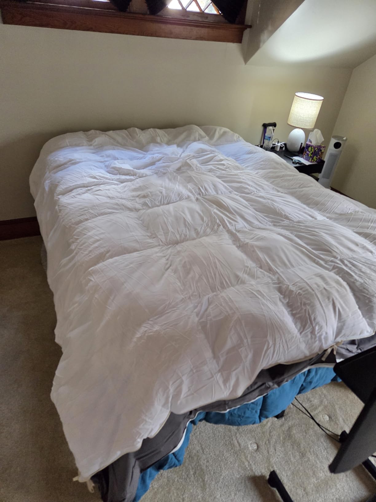 Luxurious All-Season Goose Down Feather Fiber Comforter King Size Duvet Insert, Exquisite Black Pinch Pleat Design, Premium Baffle Box, 100% Egyptian Cotton Cover, 70 oz. Fill Weight, Black - Customer Photo 2