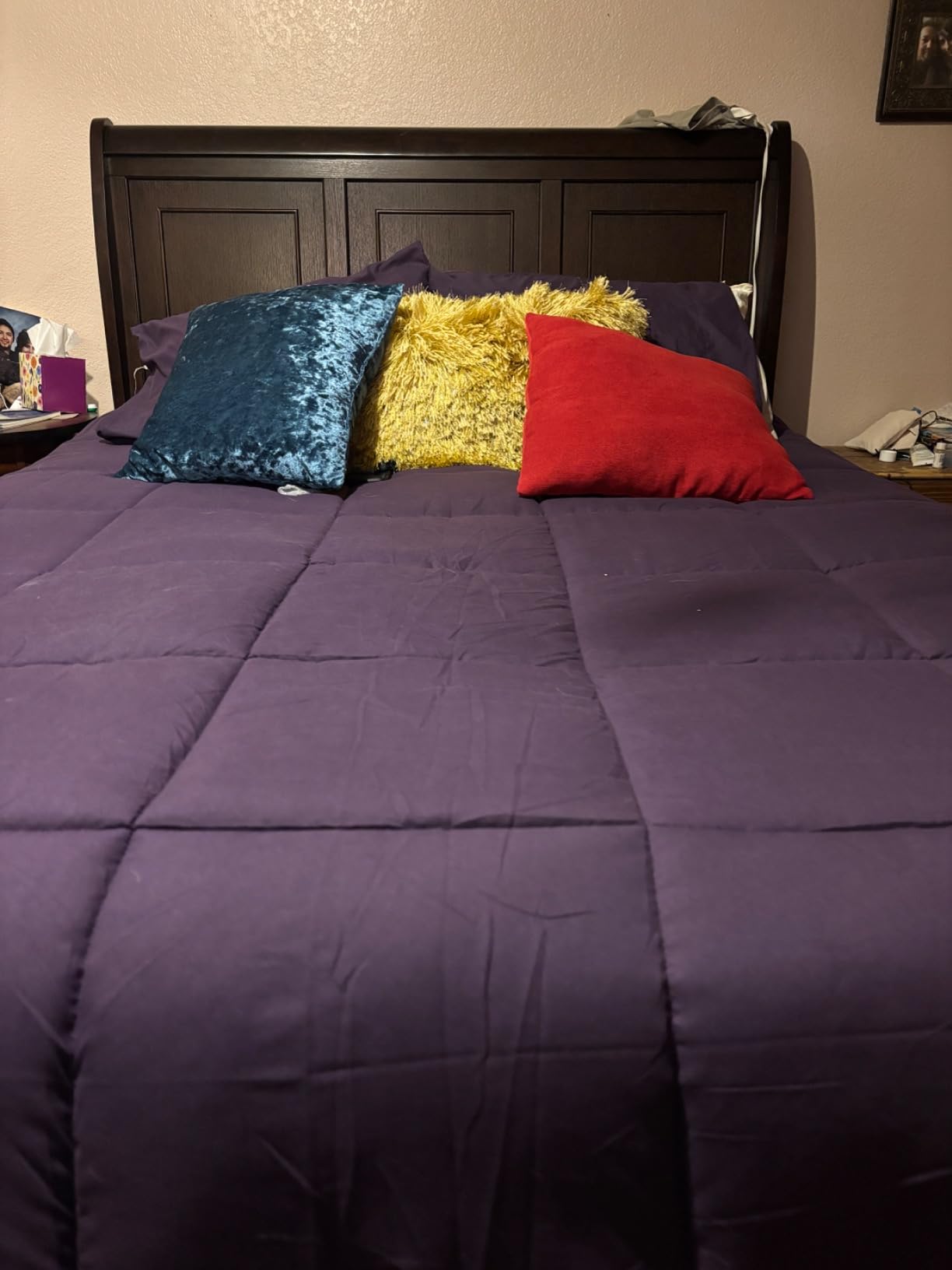 DOWNCOOL Queen Comforter Set -All Season Queen Bed Set with 2 Pillow Cases-3 Pieces Bedding Sets Queen -Down Alternative Black Queen Size Comforter Sets(88