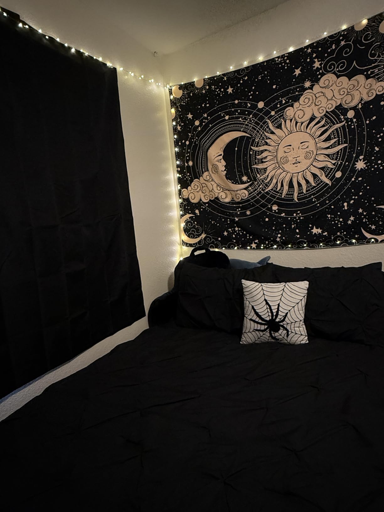 CozyLux Queen Comforter Set Black, 7 Pieces Pintuck Bed in A Bag, Premium Black Comforter Queen Size, Pinch Pleat Bedding Sets with Comforter, Sheets, Pillowcases & Shams - Customer Photo 2