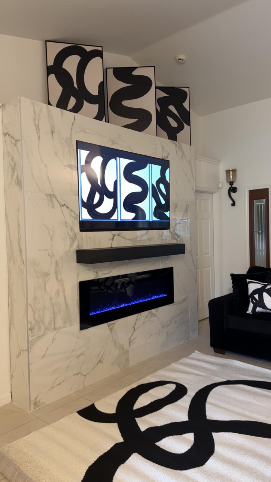 SIGNLEADER Framed Canvas Print Wall Art Set Duotone Minimal Dark Brush Stroke Landscape Abstract Shapes Illustrations Modern Art Boho Decorative for Living Room, Bedroom, Office - 24