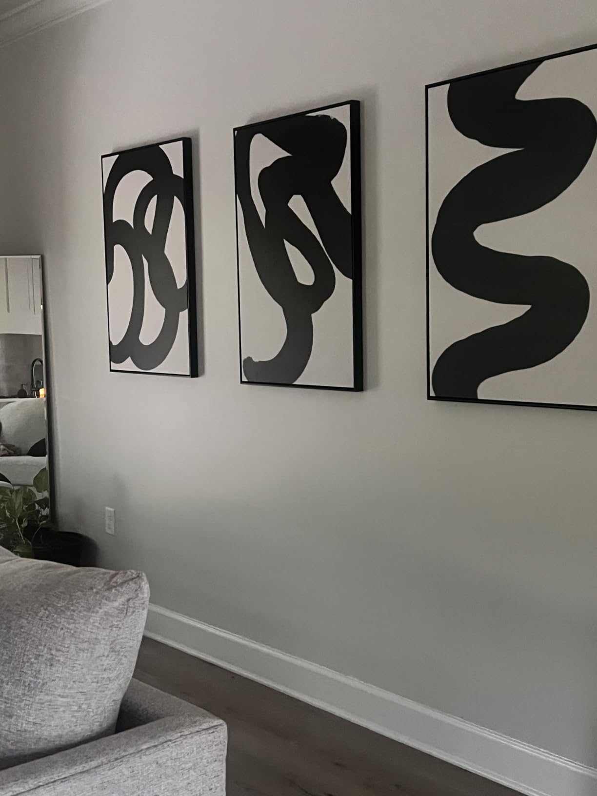 SIGNLEADER Framed Canvas Print Wall Art Set Duotone Minimal Dark Brush Stroke Landscape Abstract Shapes Illustrations Modern Art Boho Decorative for Living Room, Bedroom, Office - 24