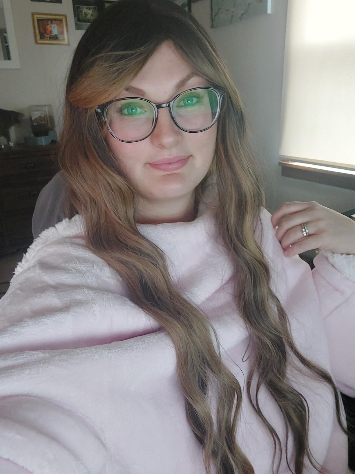 PAVILIA Fleece Blanket with Sleeves, Foot Pockets for Women Men Adults, Plush Wearable Blanket Throw Wrap, Warm Snuggle Blanket Robe, Cozy Gift Ideas Wife Mom, Christmas Plaid - Customer Photo 3