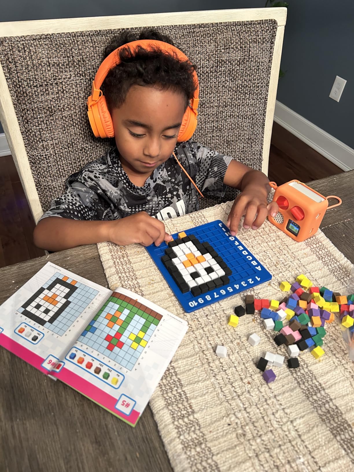 Learning Resources STEM Explorers Pixel Art Challenge - Math Puzzles, Pattern Blocks, Sensory Bin, Arts and Crafts, Math Manipulatives, Building Toys, Montessori - Customer Photo 1